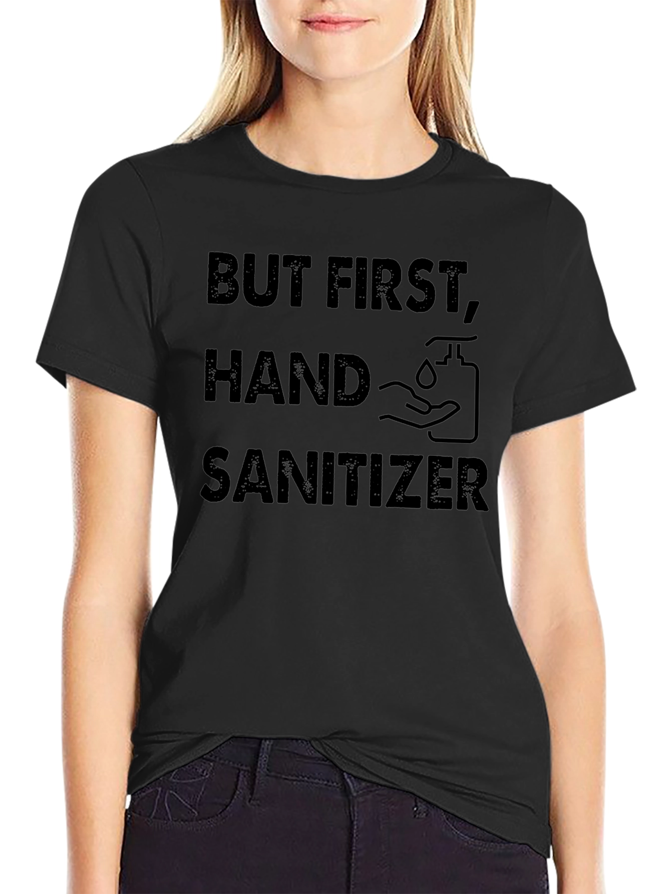 Camiseta Negra: Primero Desinfectante de Manos