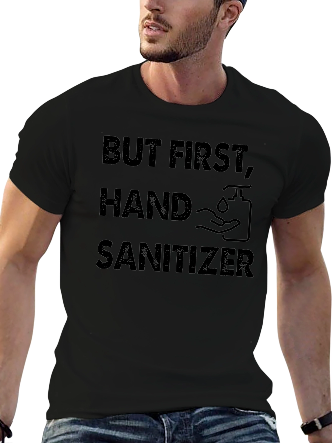 Camiseta Negra: Primero Desinfectante de Manos