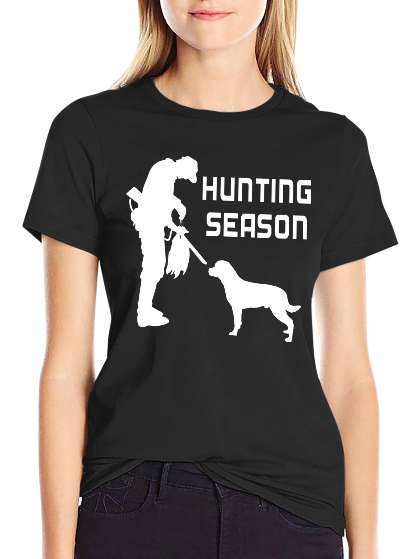Camiseta Negra: Temporada de Caza con Perro