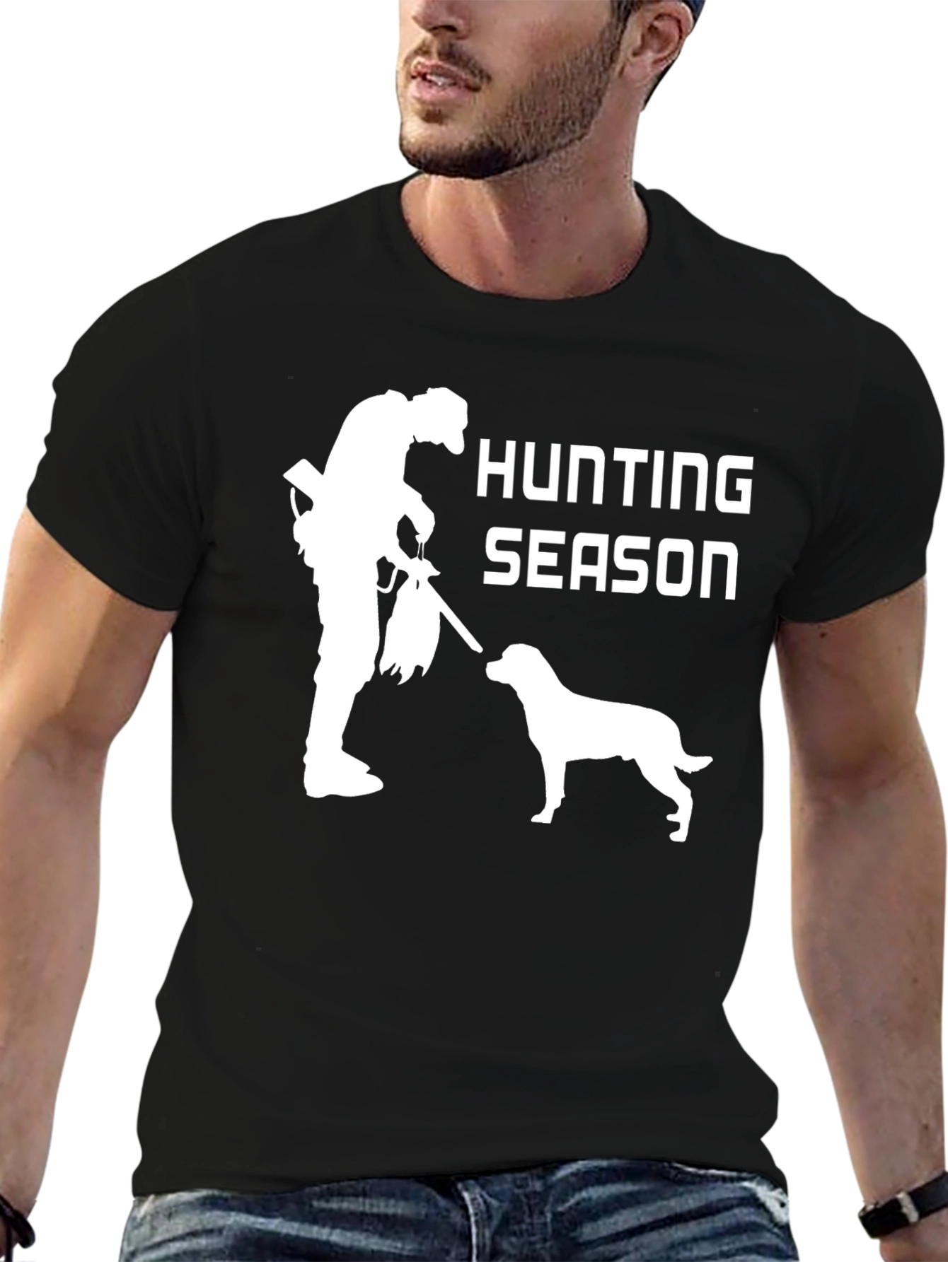 Camiseta Negra: Temporada de Caza con Perro