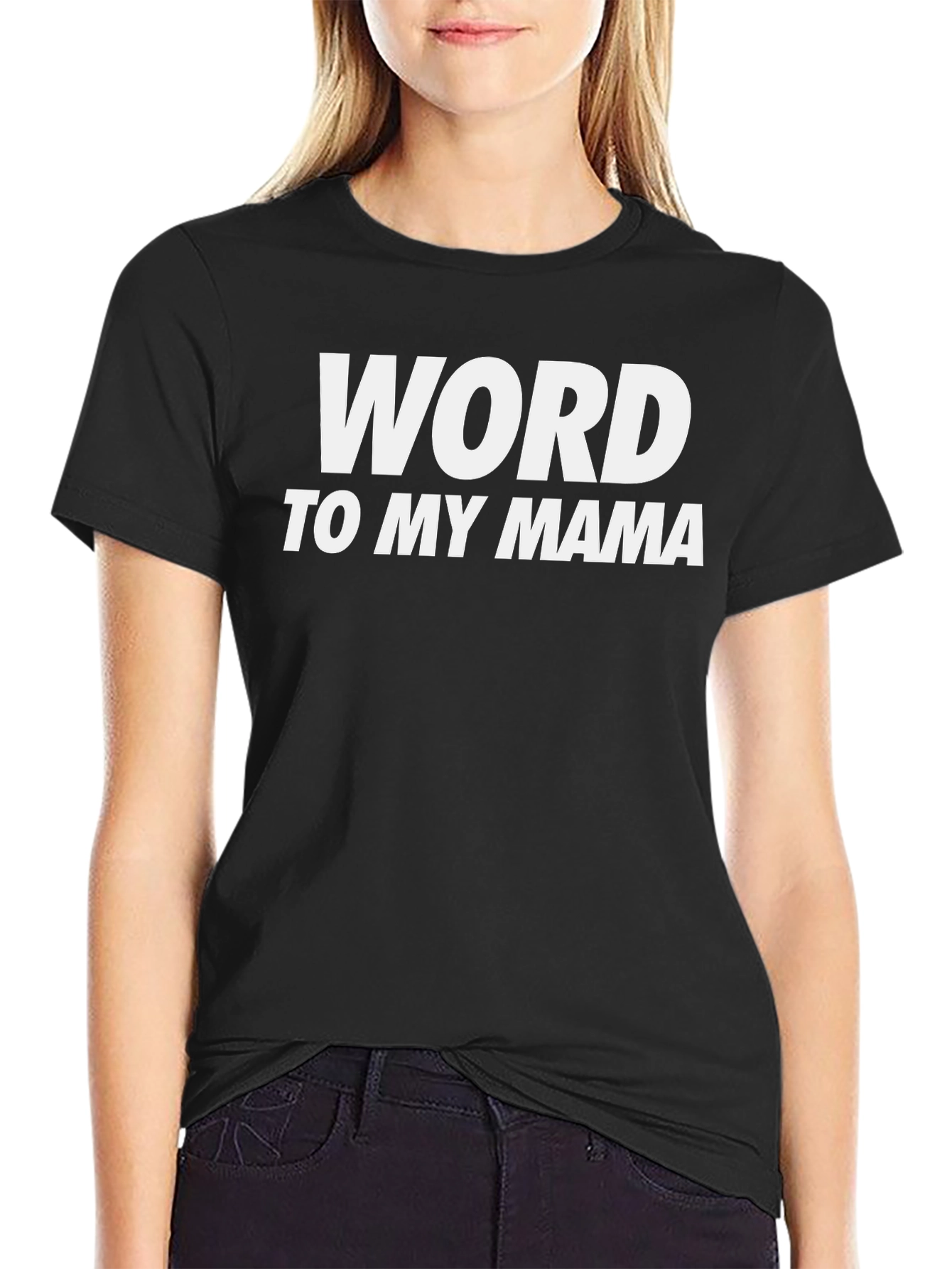 Camiseta Negra Word to My Mama Casual