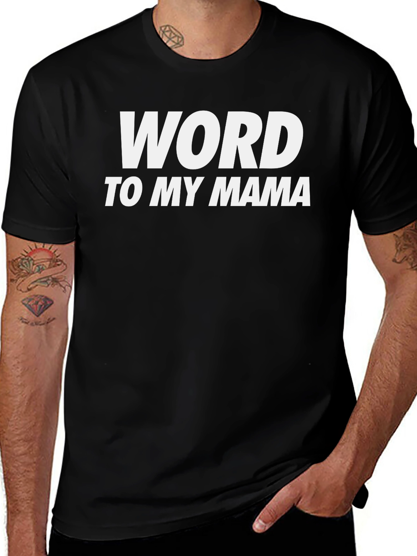 Camiseta Negra Word to My Mama Casual