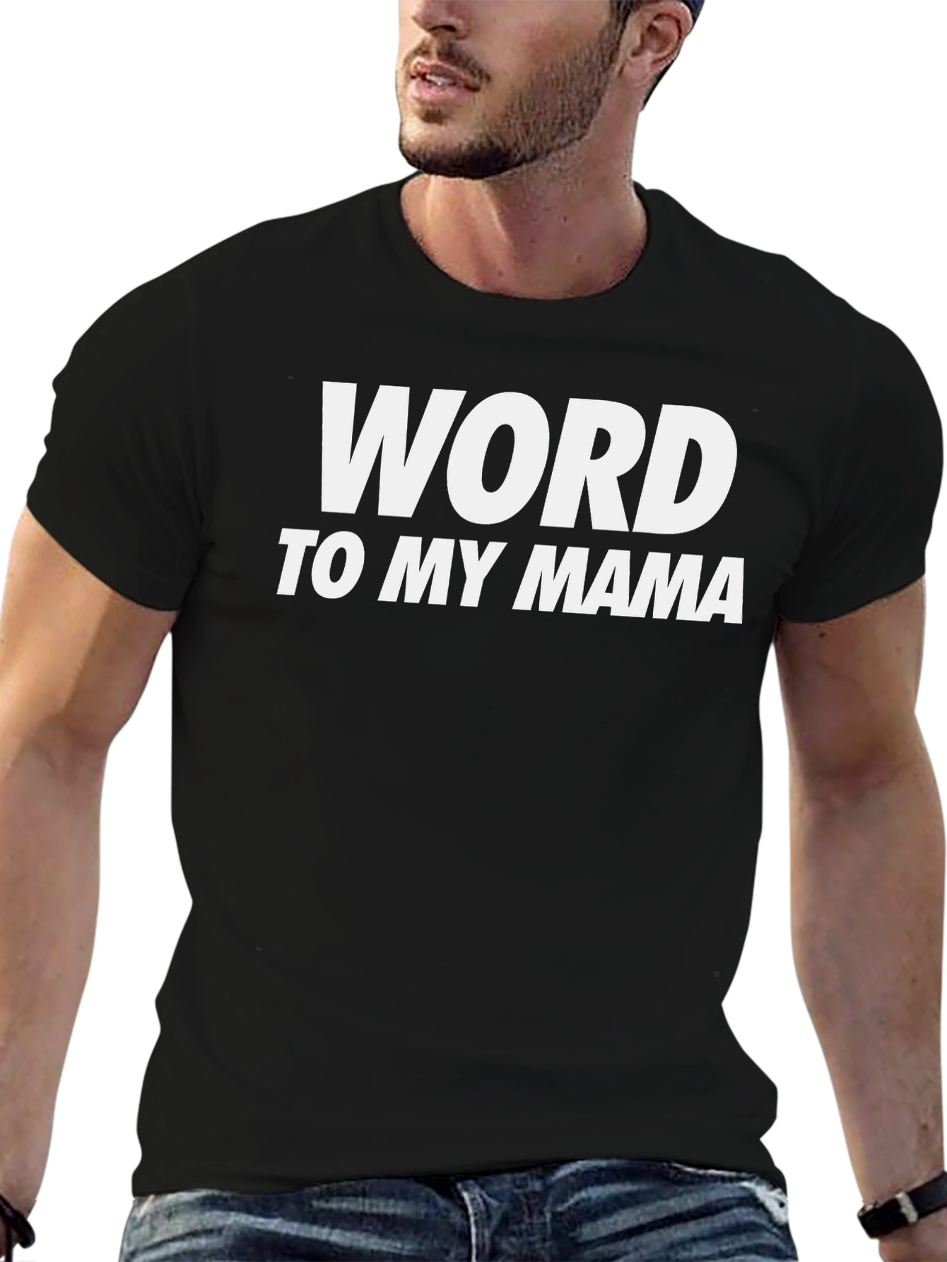 Camiseta Negra Word to My Mama Casual