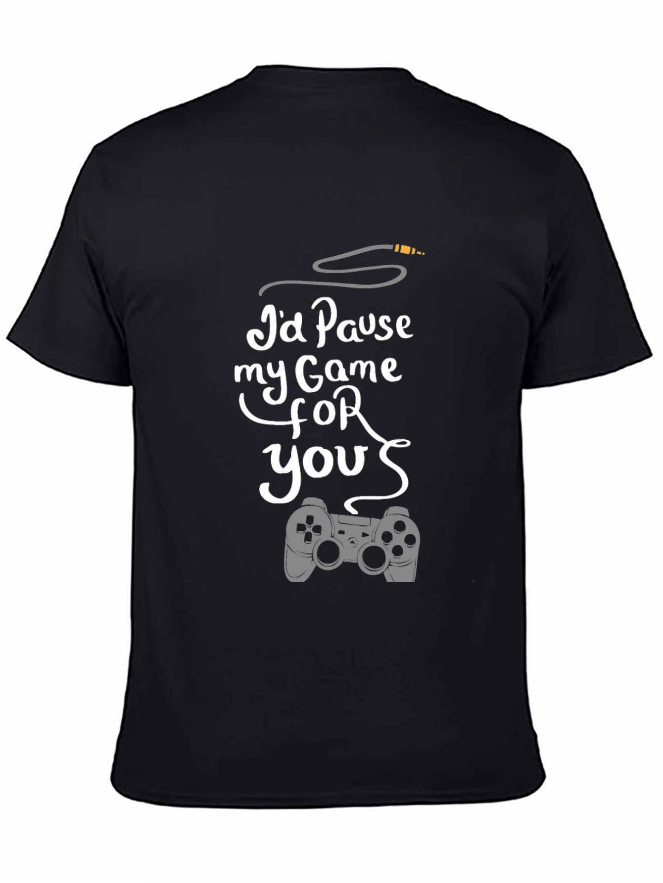 Camiseta Negra con Diseño Gamer Romántico
