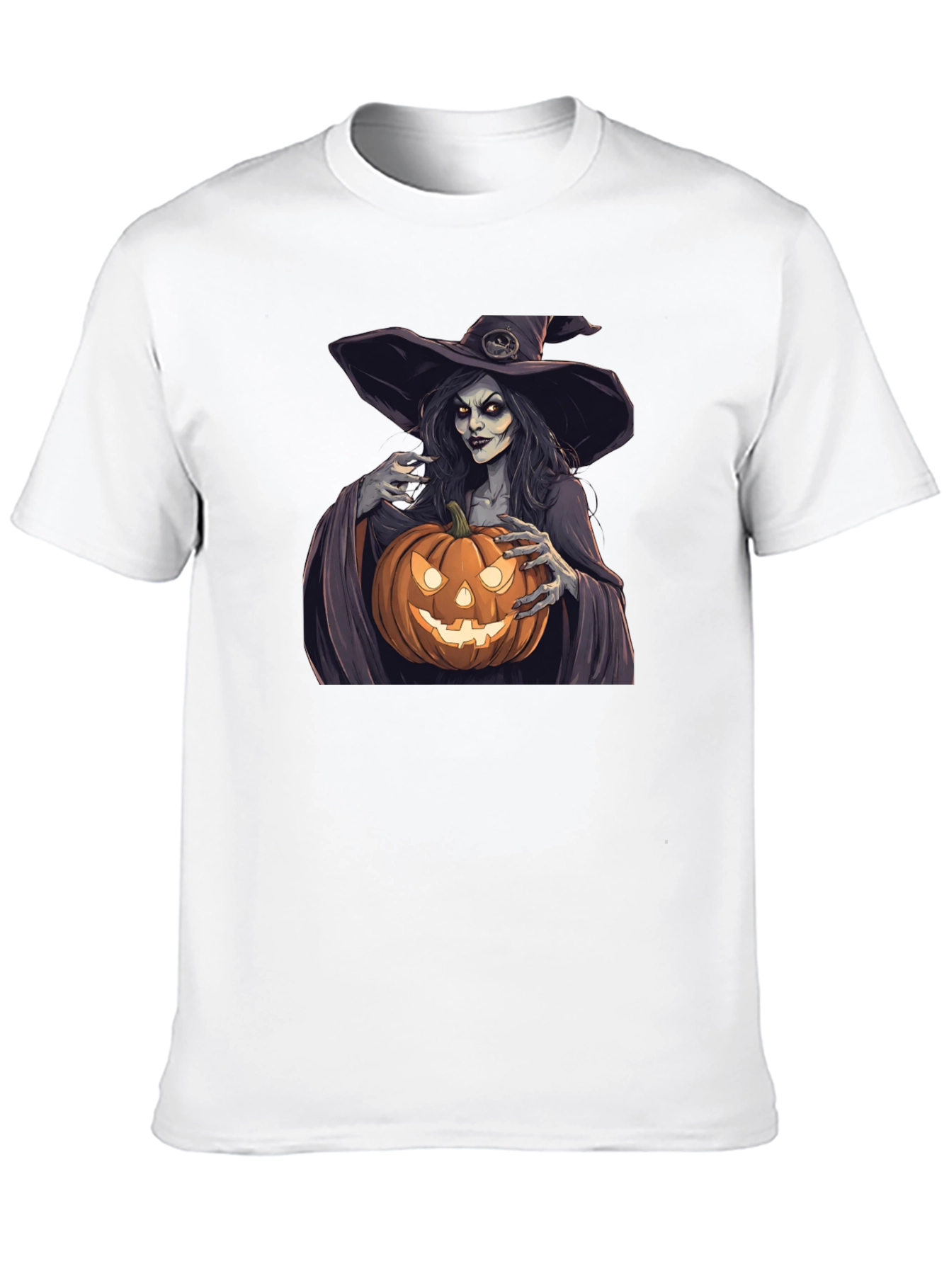 Camiseta Negra Halloween Bruja Calabaza