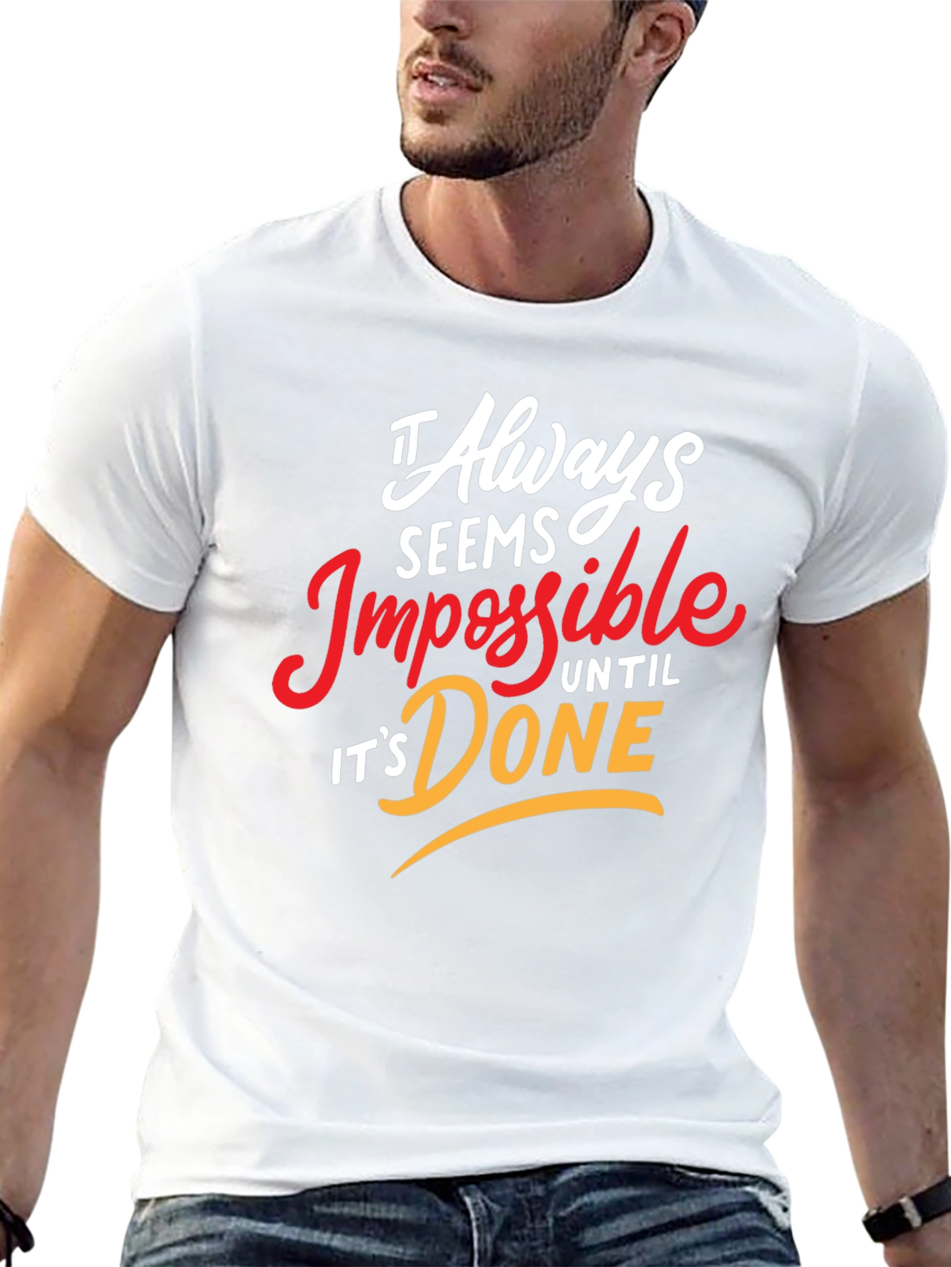 Camiseta Negra Motivacional: Siempre Imposible Hasta Que Se Hace