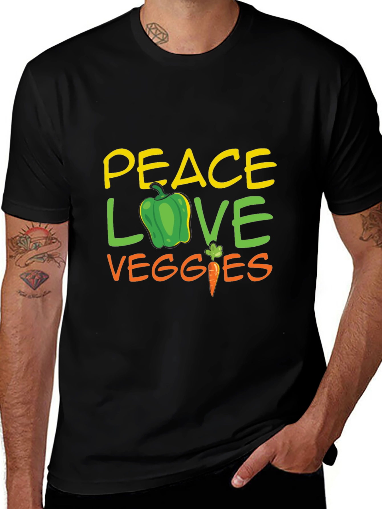 Camiseta Negra - Paz Amor Vegetales