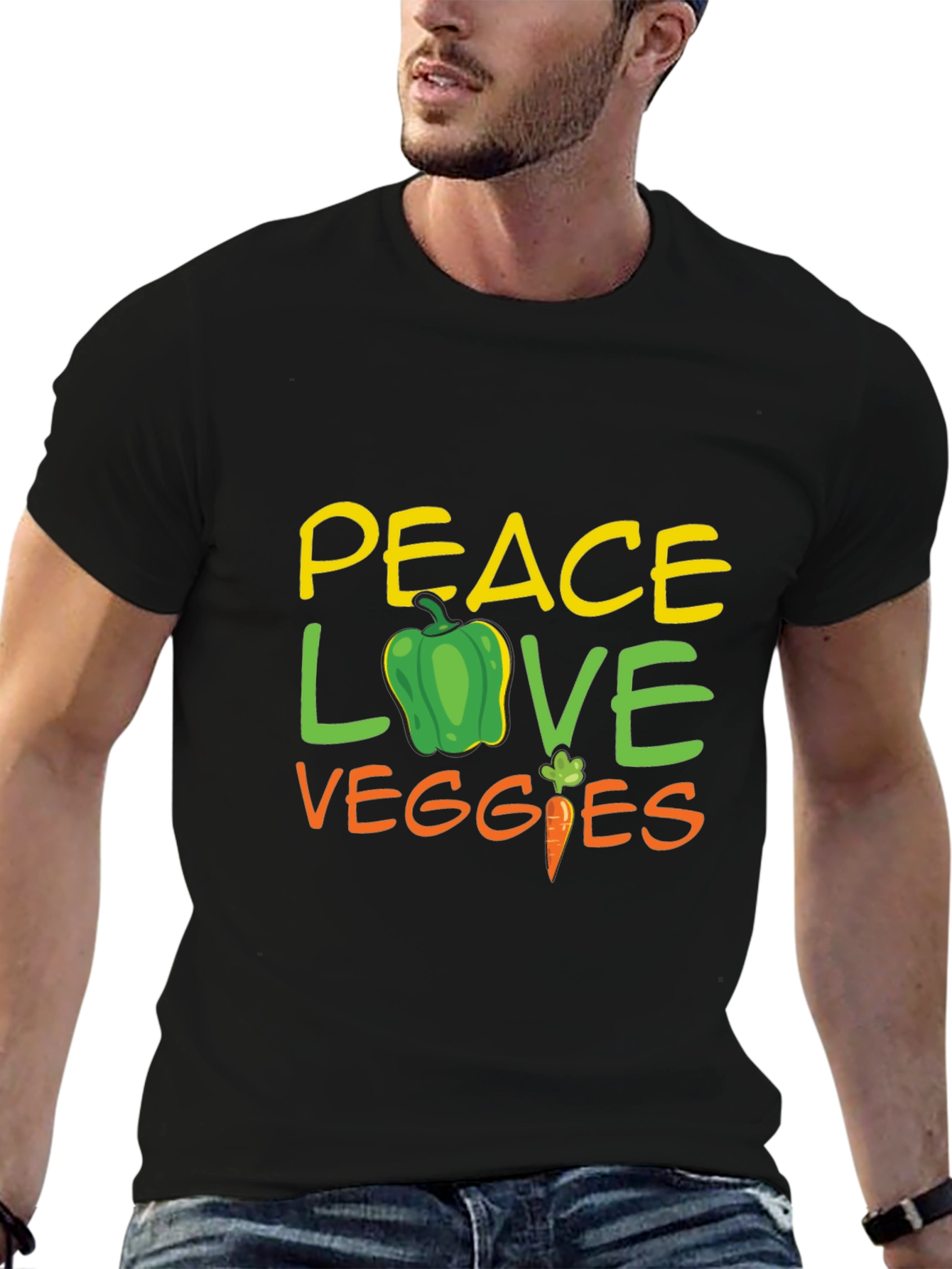 Camiseta Negra - Paz Amor Vegetales