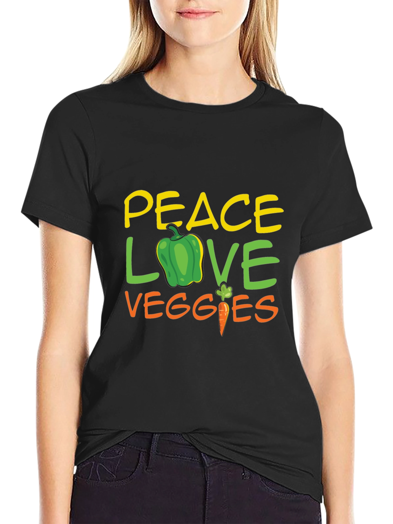 Camiseta Negra - Paz Amor Vegetales