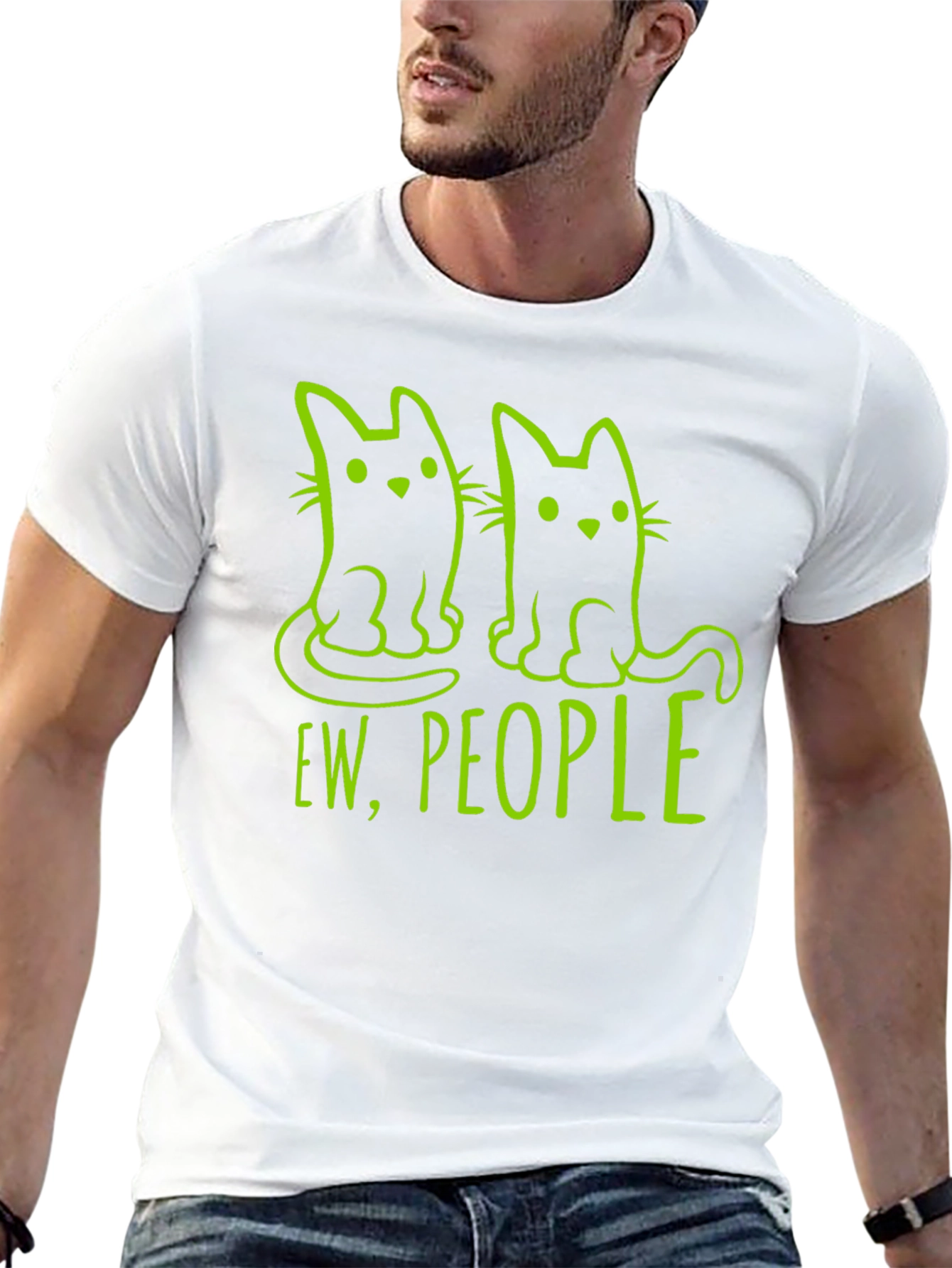 Camiseta Negra con Diseño de Gatos Ew People