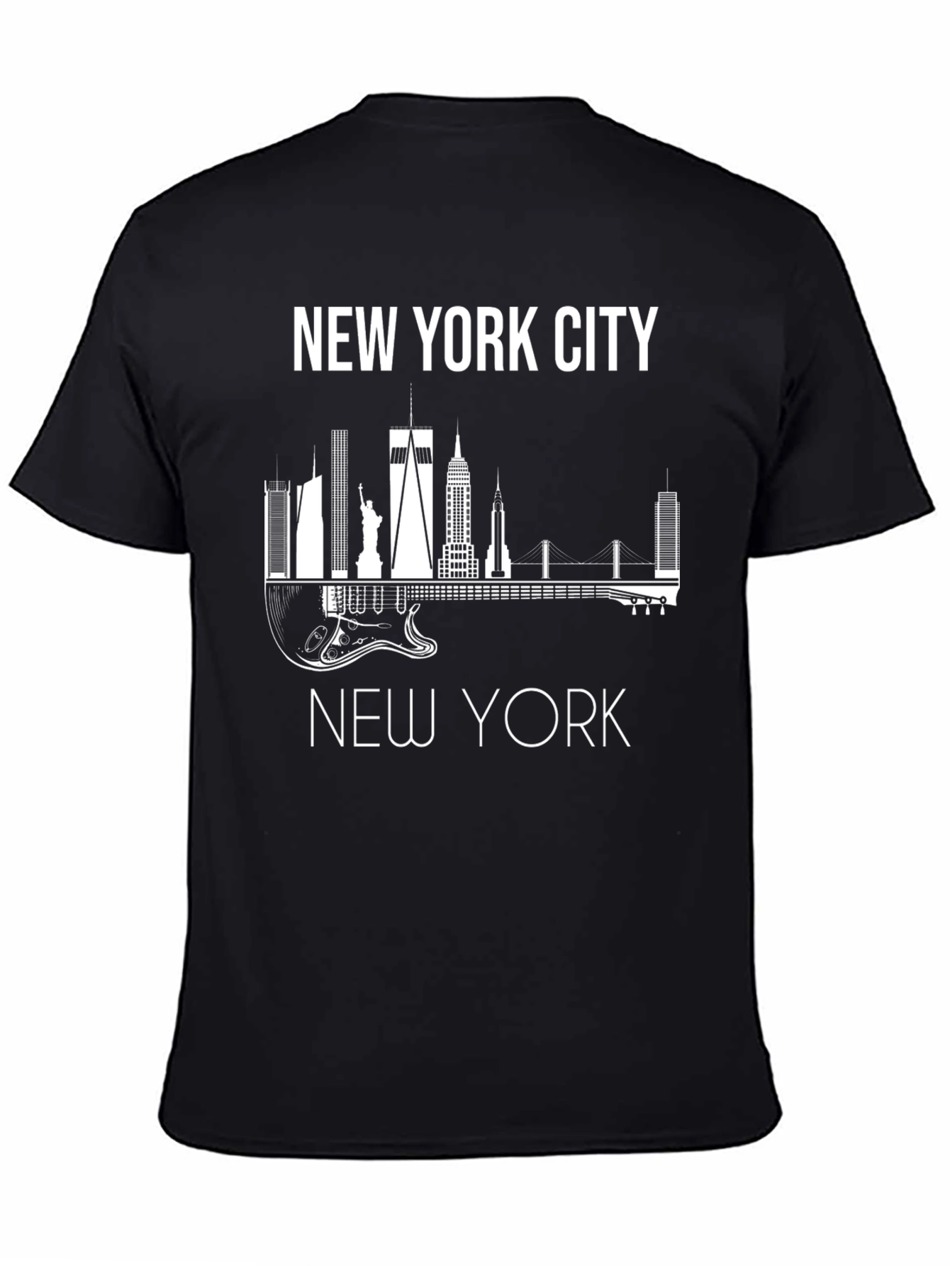 Camiseta Hombre Negra Skyline Nueva York