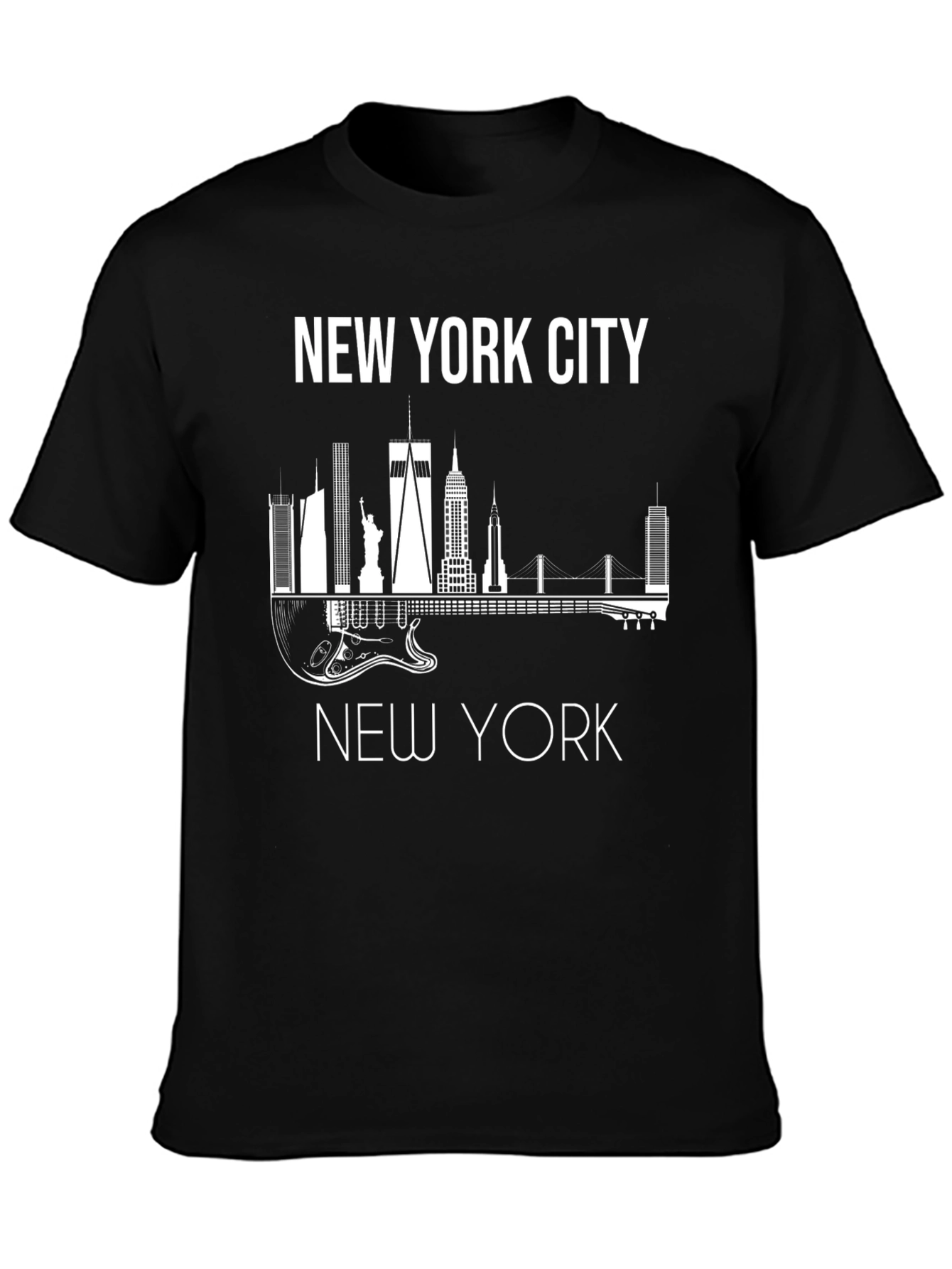 Camiseta Hombre Negra Skyline Nueva York