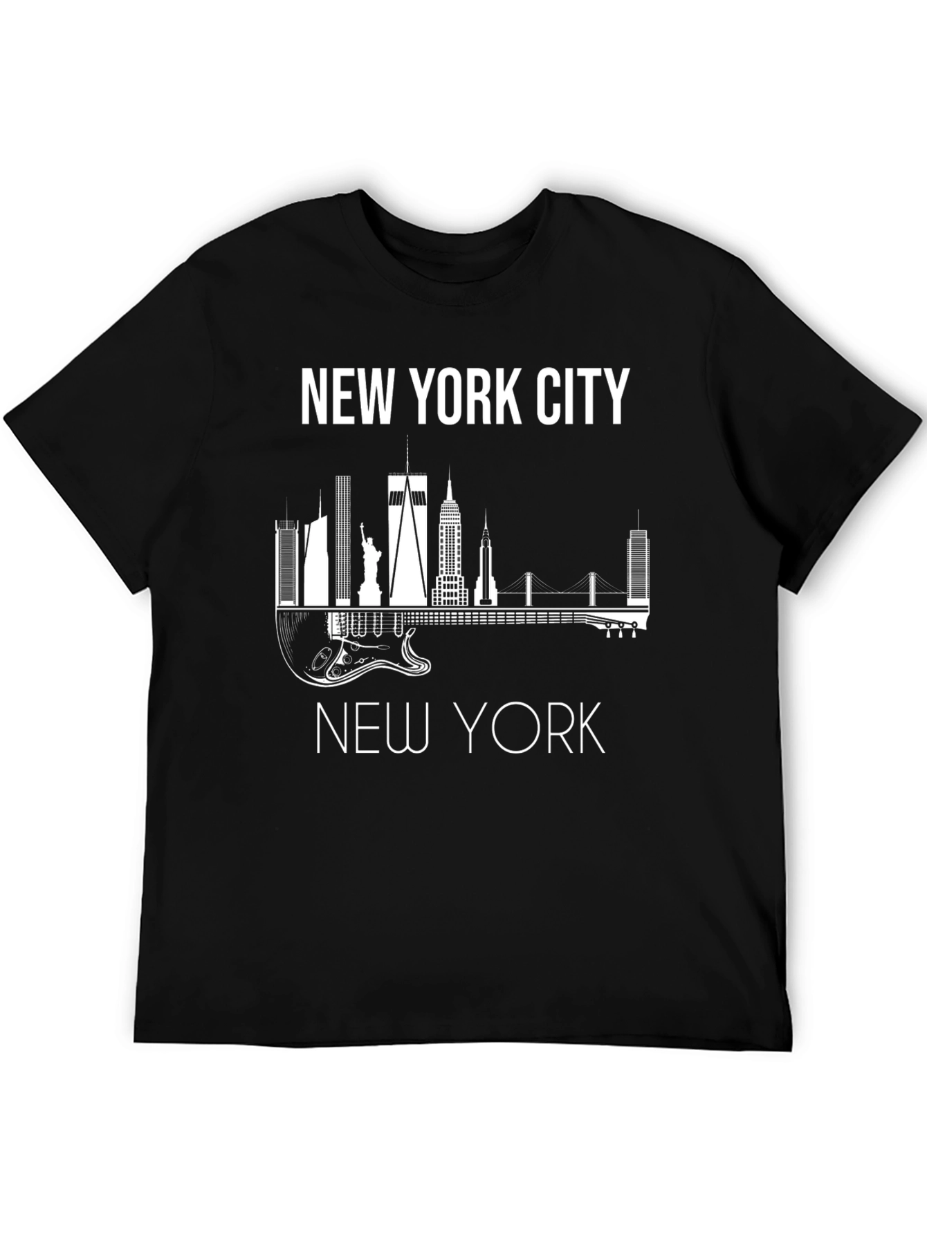 Camiseta Hombre Negra Skyline Nueva York