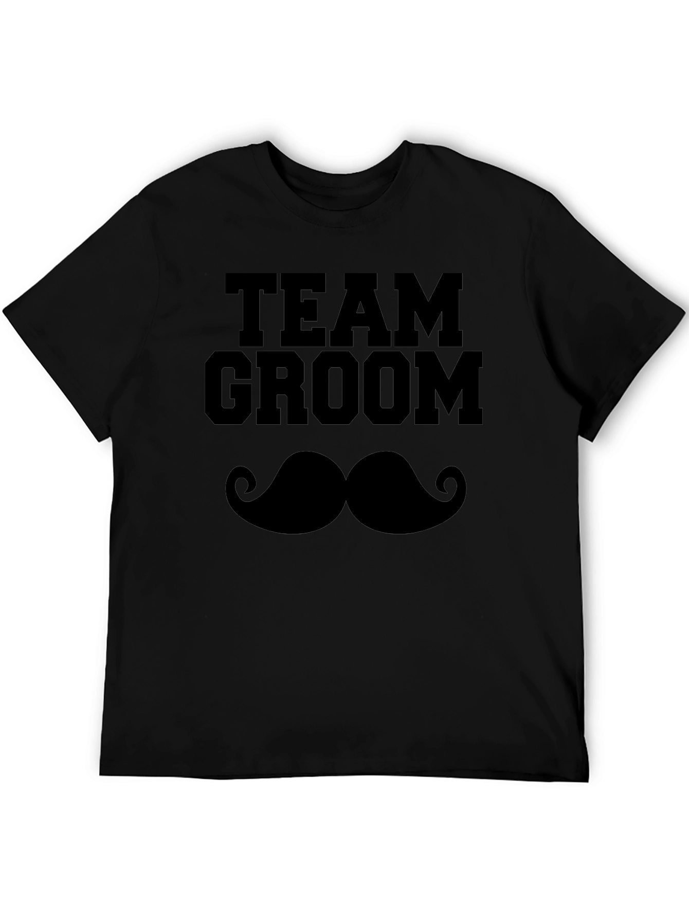Camiseta Negra Team Groom Bigote para Despedida de Soltero