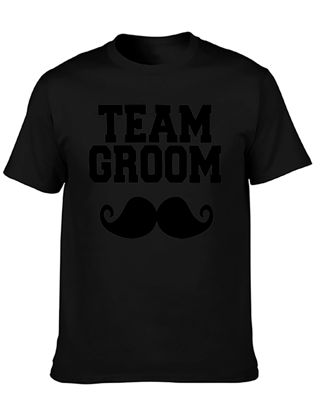 Camiseta Negra Team Groom Bigote para Despedida de Soltero