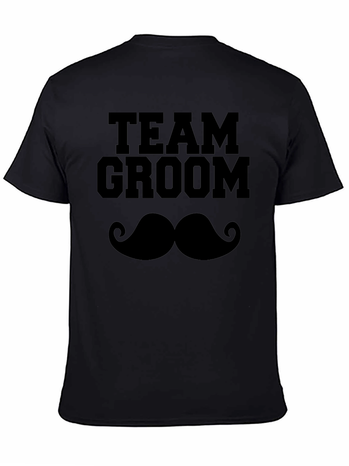 Camiseta Negra Team Groom Bigote para Despedida de Soltero