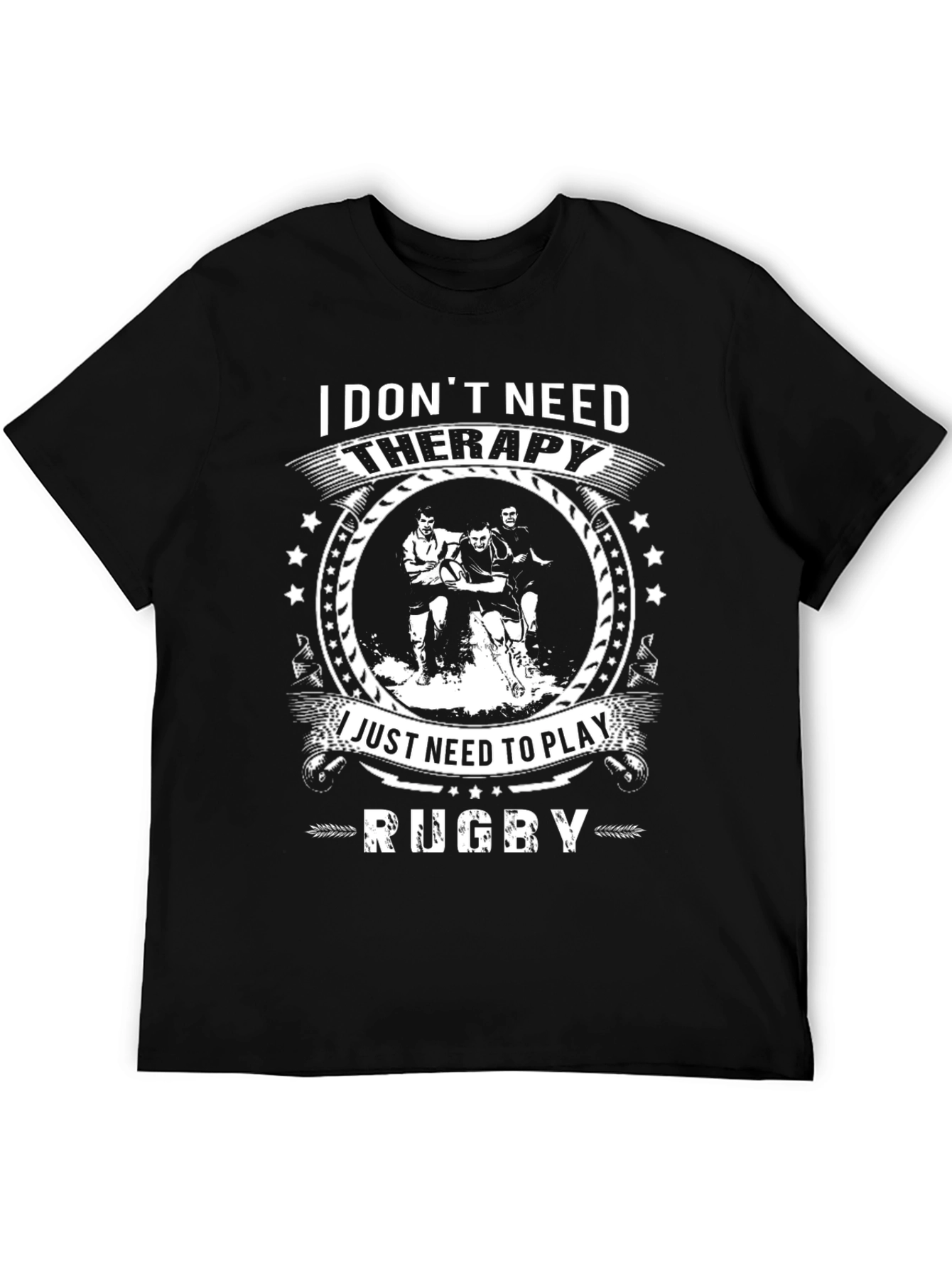 Camiseta Negra Rugby: No Necesito Terapia