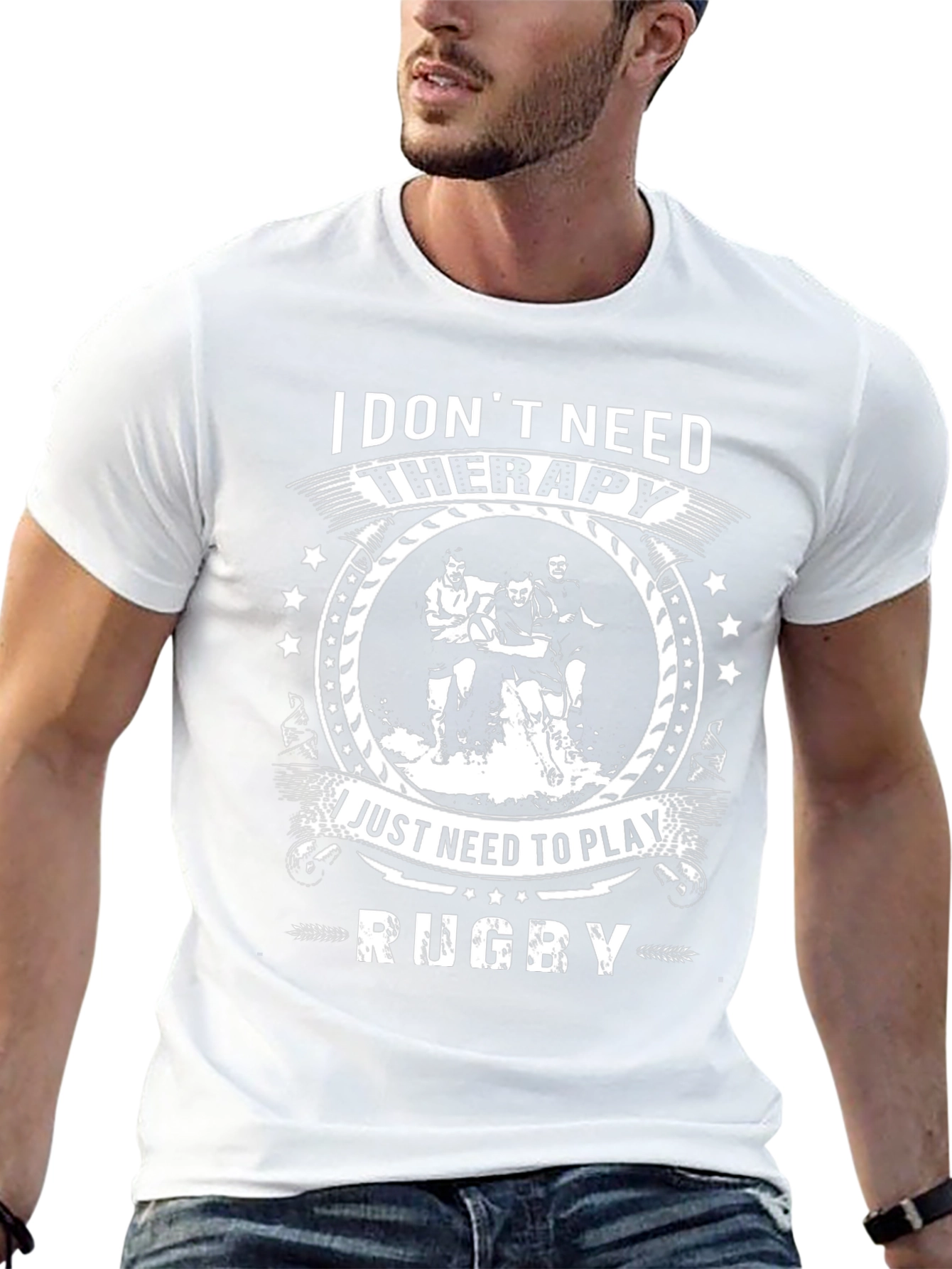 Camiseta Negra Rugby: No Necesito Terapia