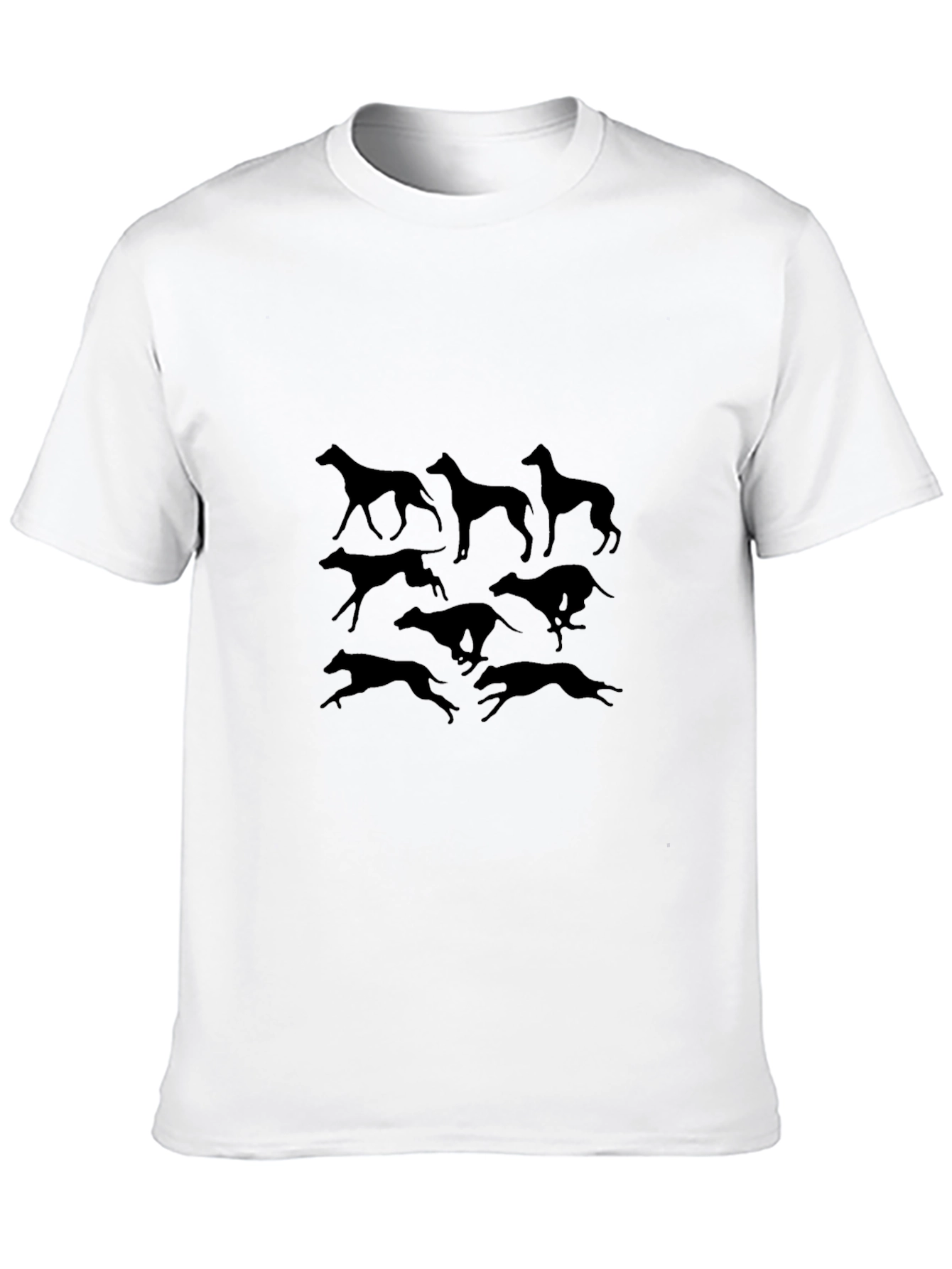 Camiseta Negra con Siluetas de Galgos
