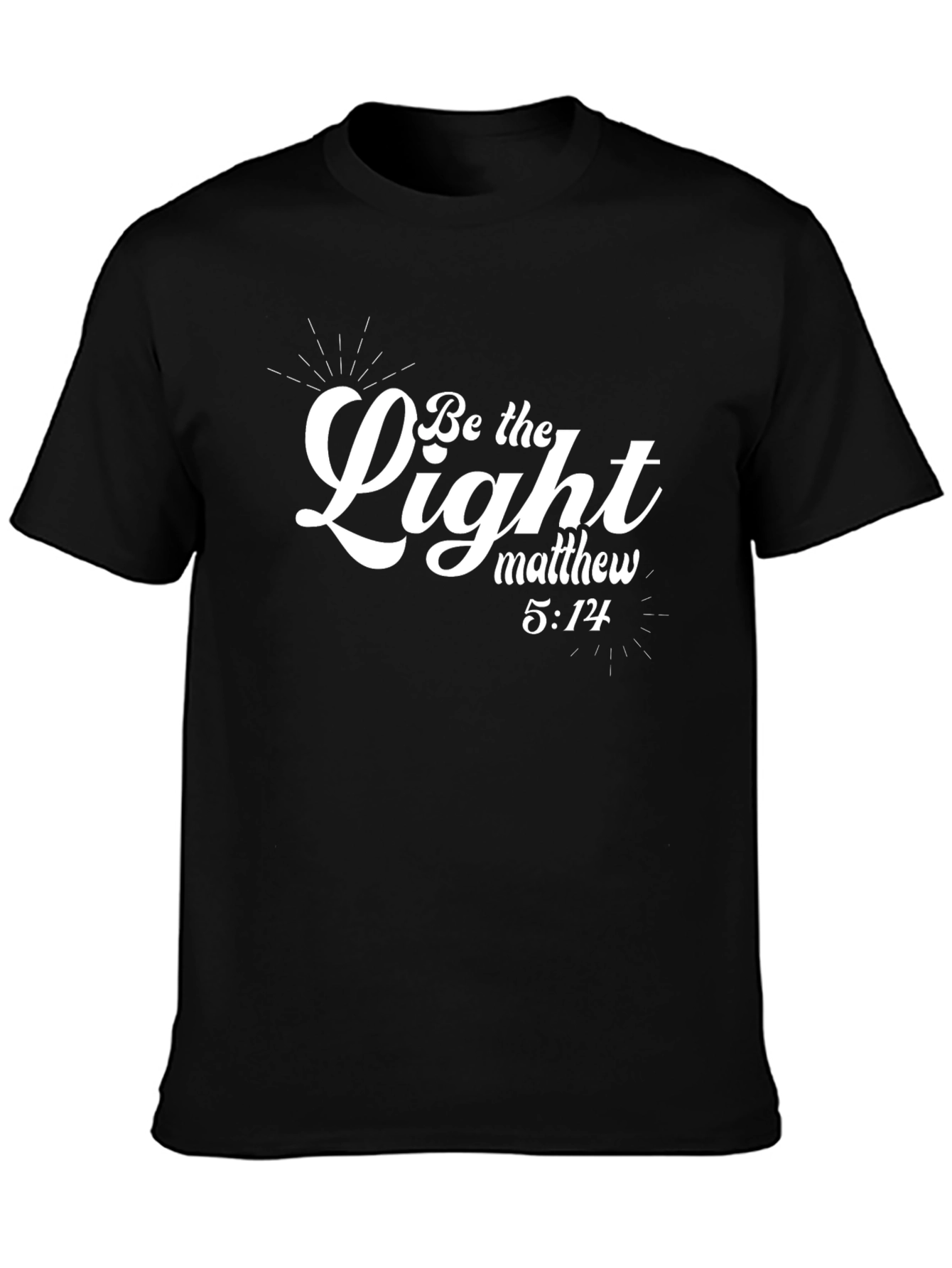 Camiseta Negra Sé la Luz con Cita Bíblica