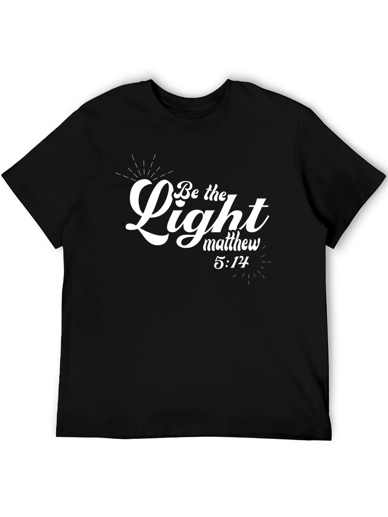 Camiseta Negra Sé la Luz con Cita Bíblica
