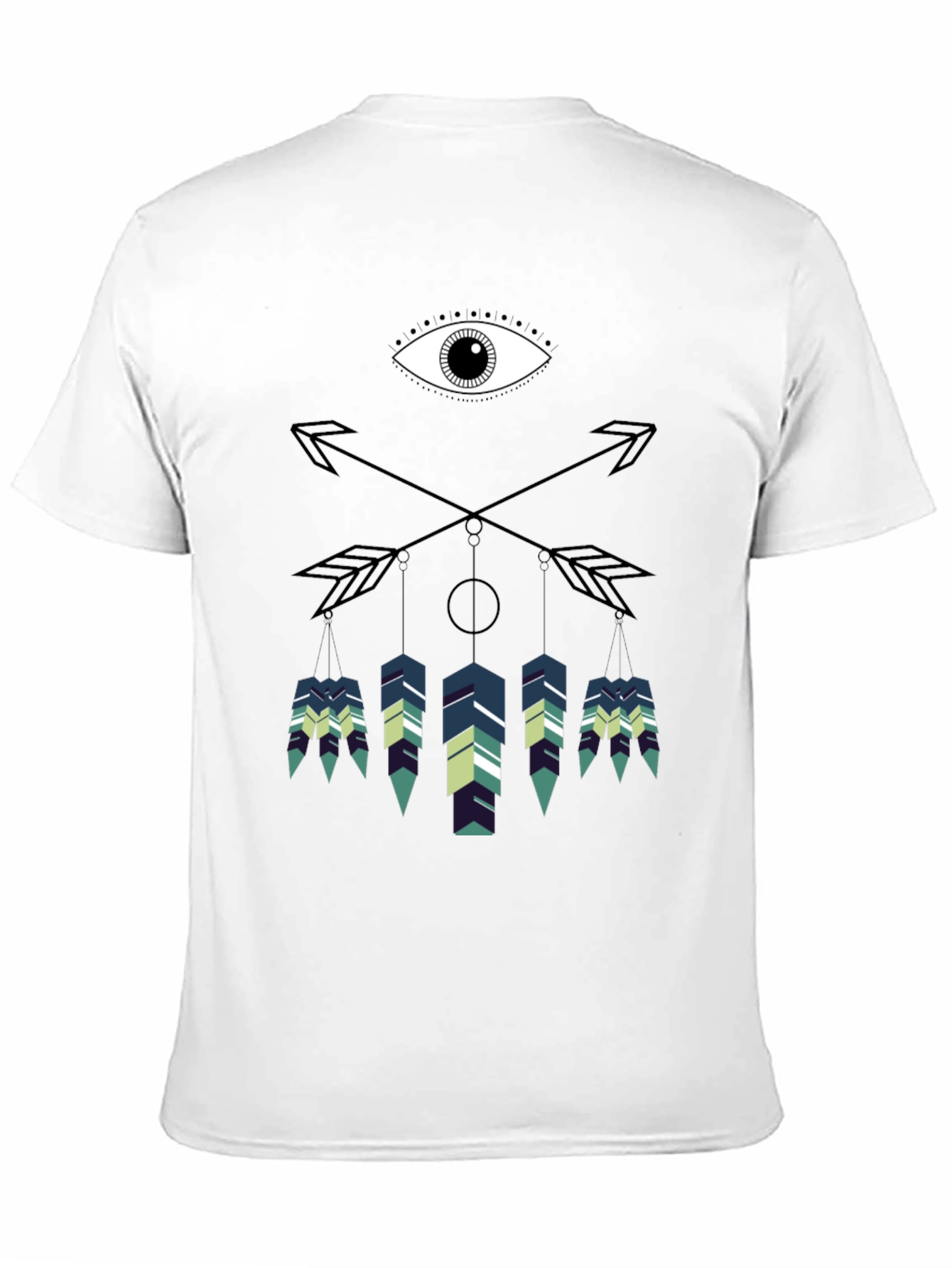 Camiseta Negra con Diseño Ojo y Flechas
