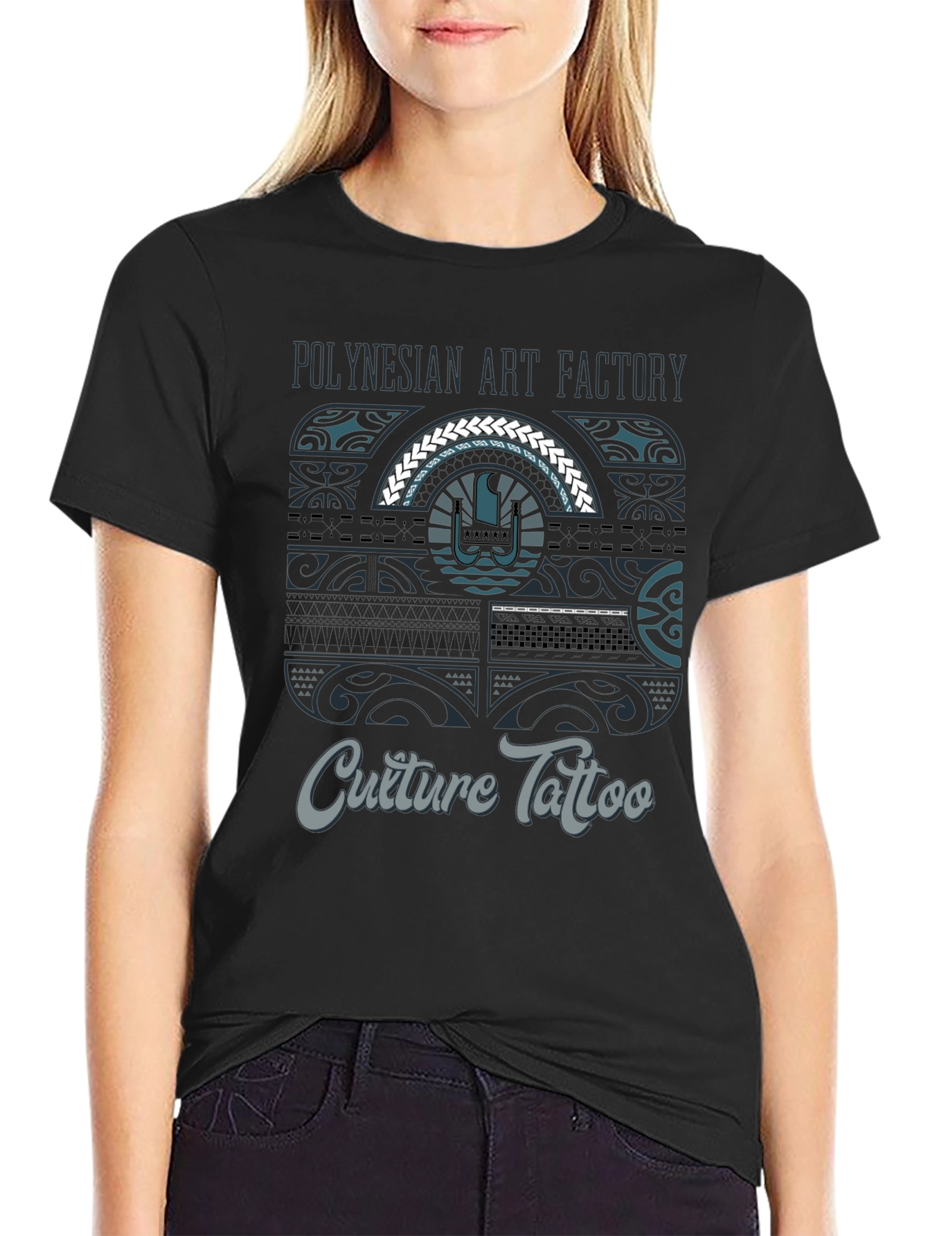 Camiseta Negra Polynesian Art Factory Culture Tattoo