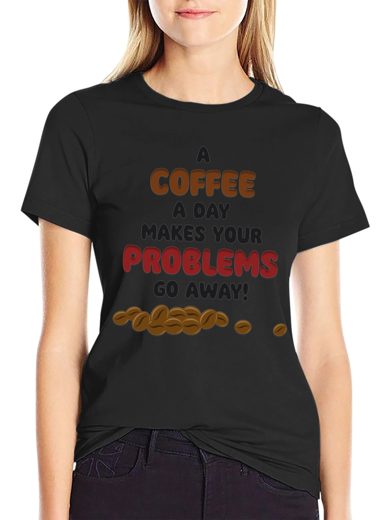 Camiseta Negra Café para Olvidar Problemas
