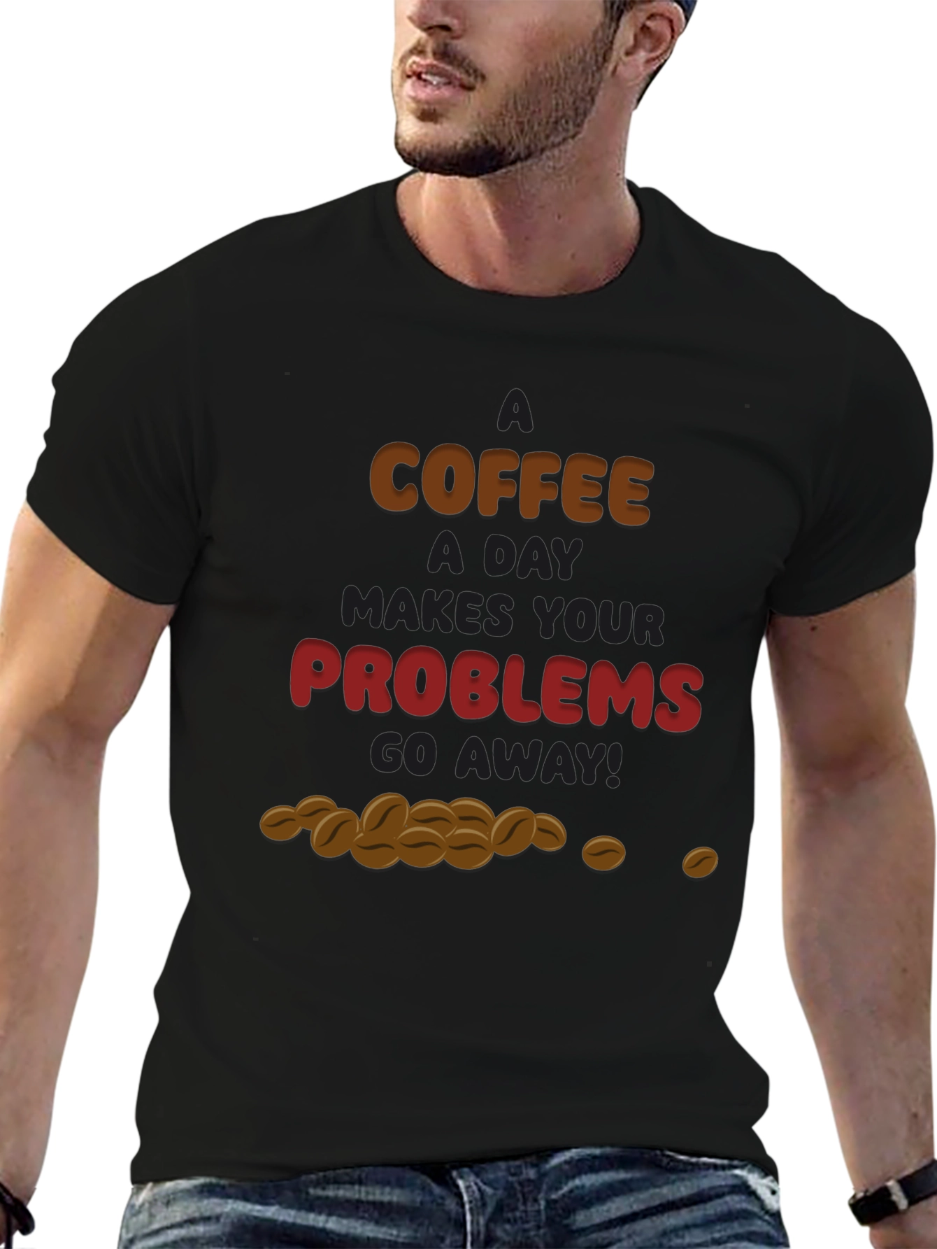 Camiseta Negra Café para Olvidar Problemas