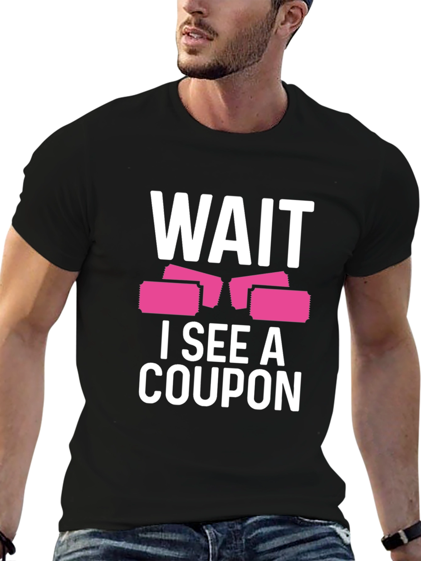 Camiseta Negra Wait I See A Coupon