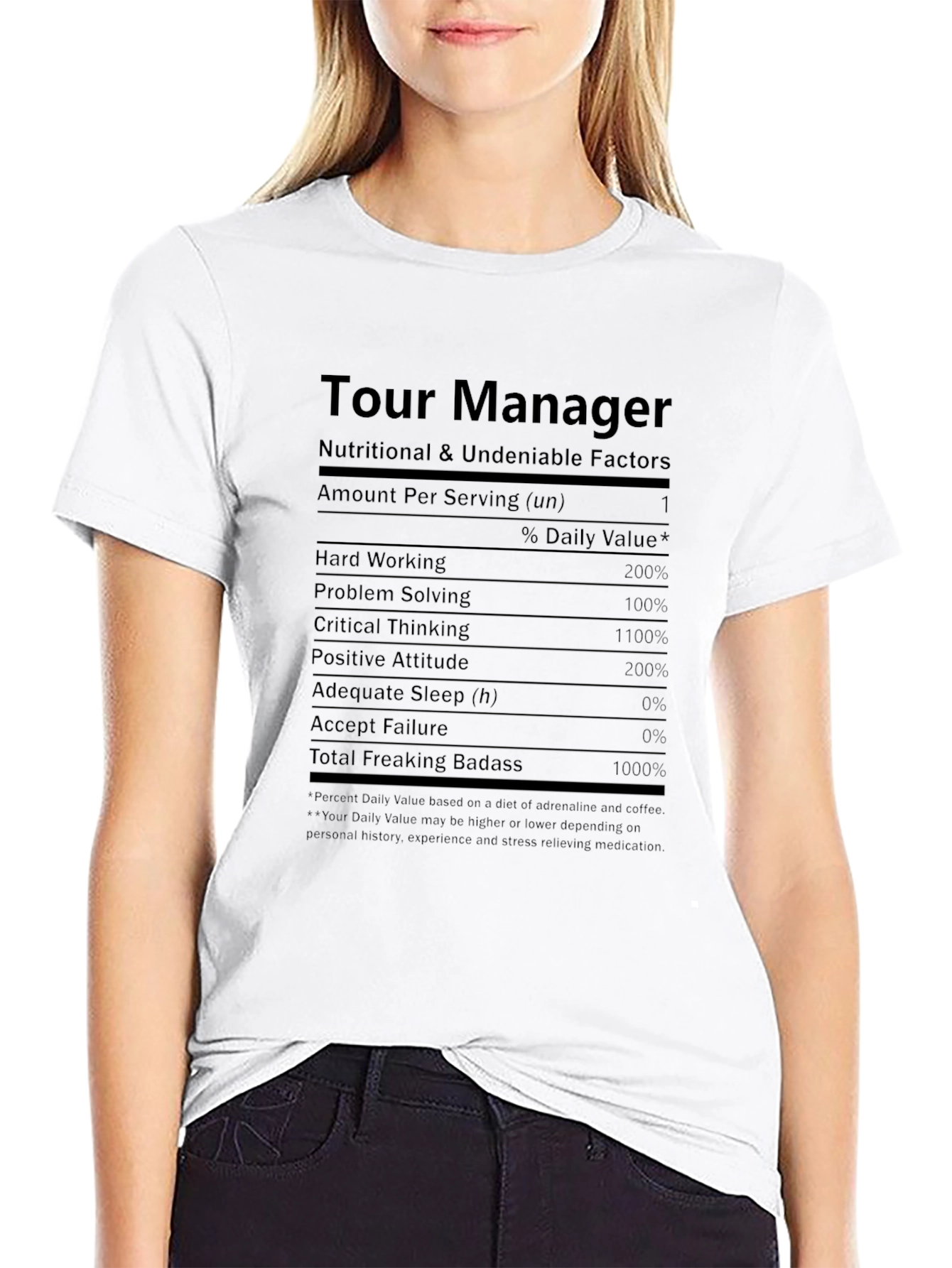 Camiseta Negra Tour Manager - Factores Nutricionales
