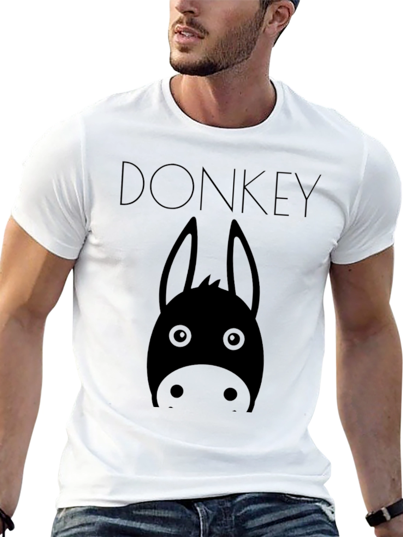 Camiseta Negra Estampado Burro Divertido