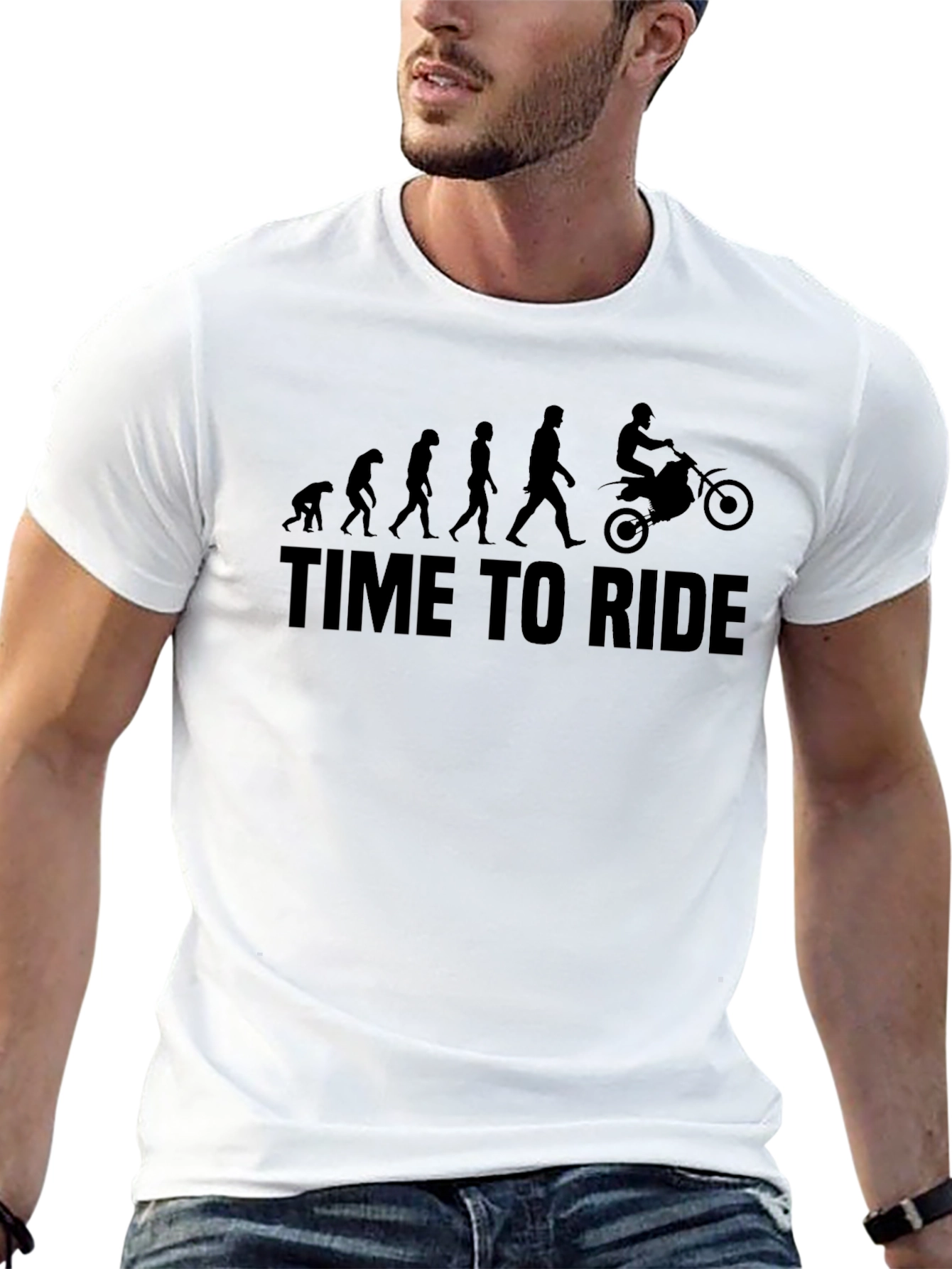 Camiseta Negra Time To Ride Evolución Motociclismo