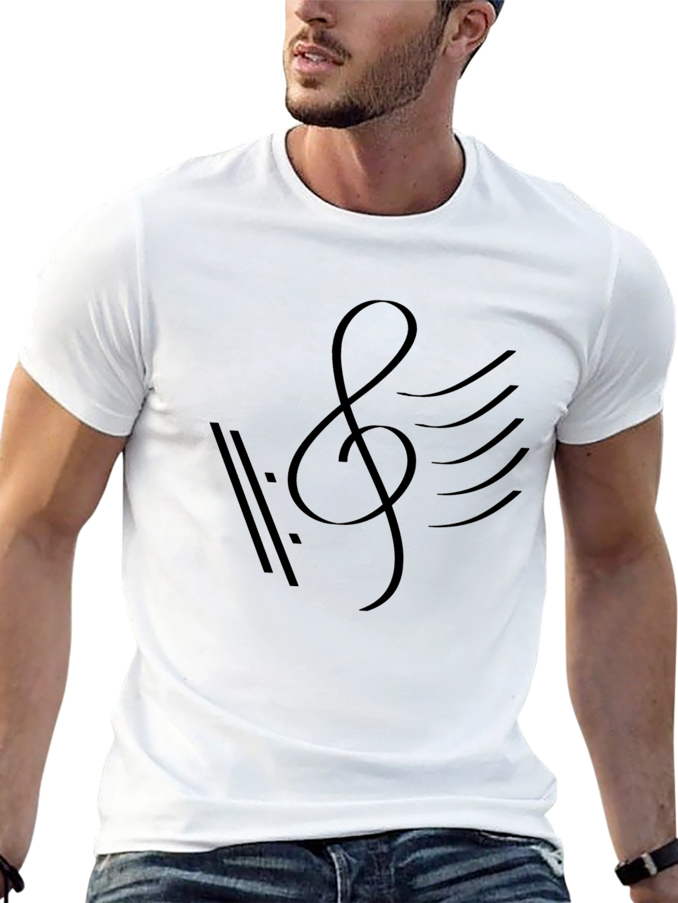 Camiseta Negra con Diseño Musical