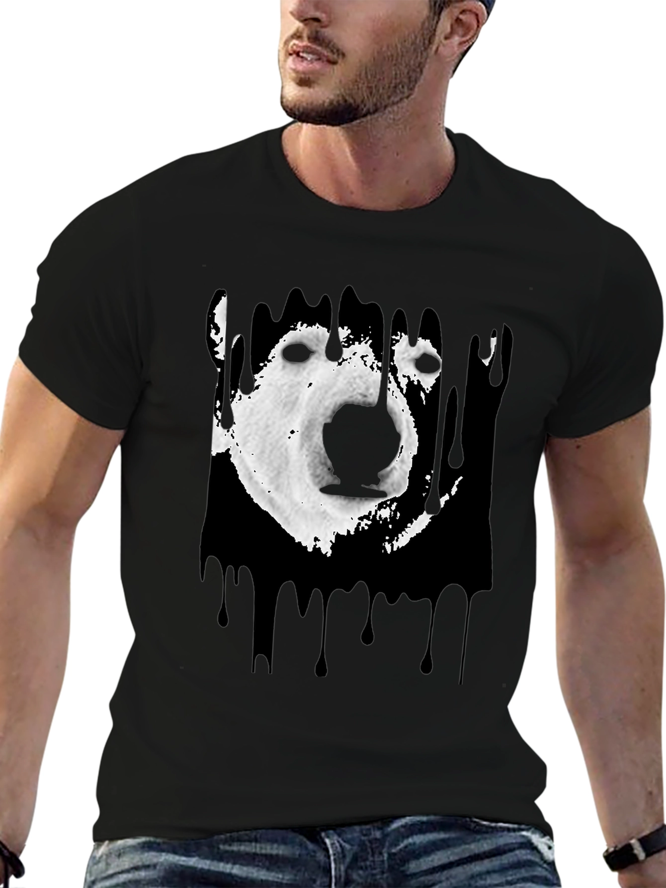 Camiseta Hombre Oso Polar Abstracto Diseño Moderno