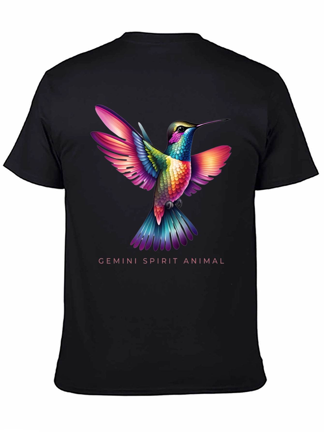 Camiseta Negra con Colibrí Géminis