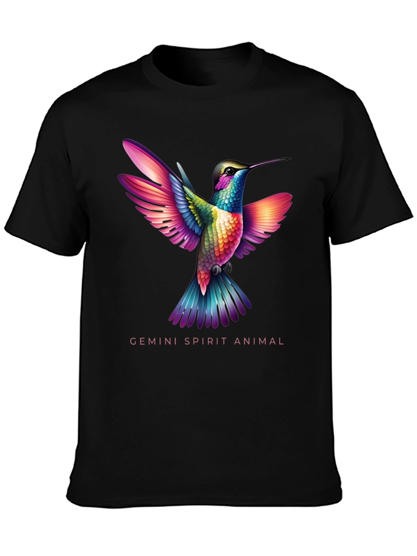 Camiseta Negra con Colibrí Géminis