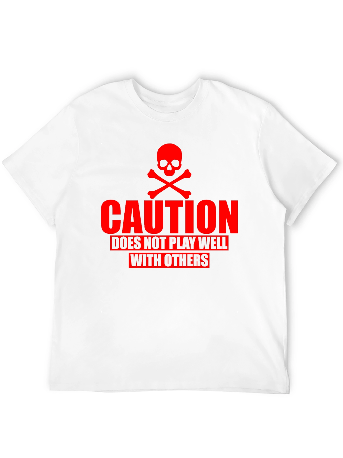 Camiseta Negra Caution Cráneo Rojo