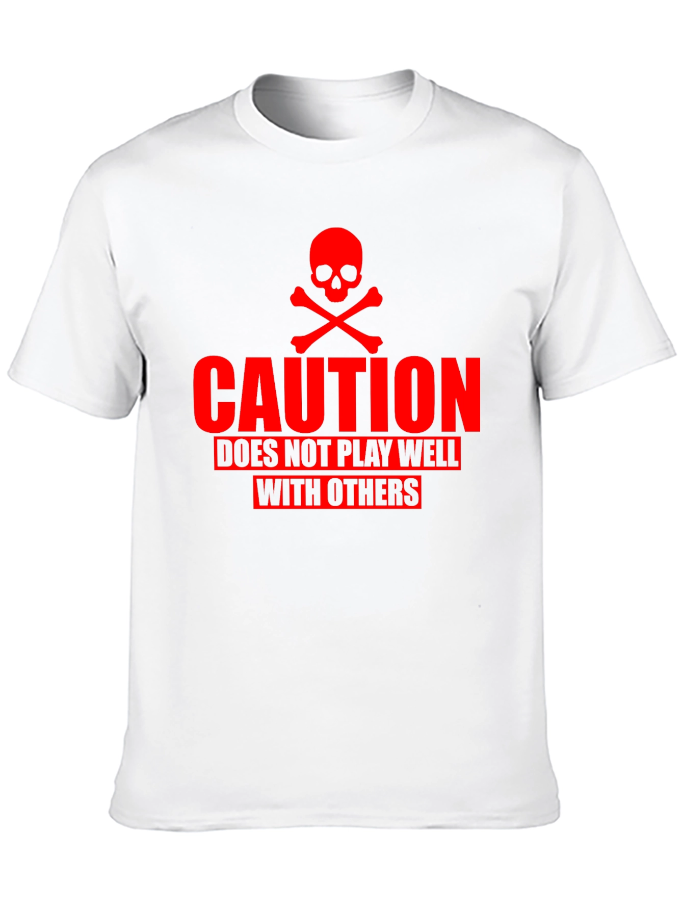 Camiseta Negra Caution Cráneo Rojo