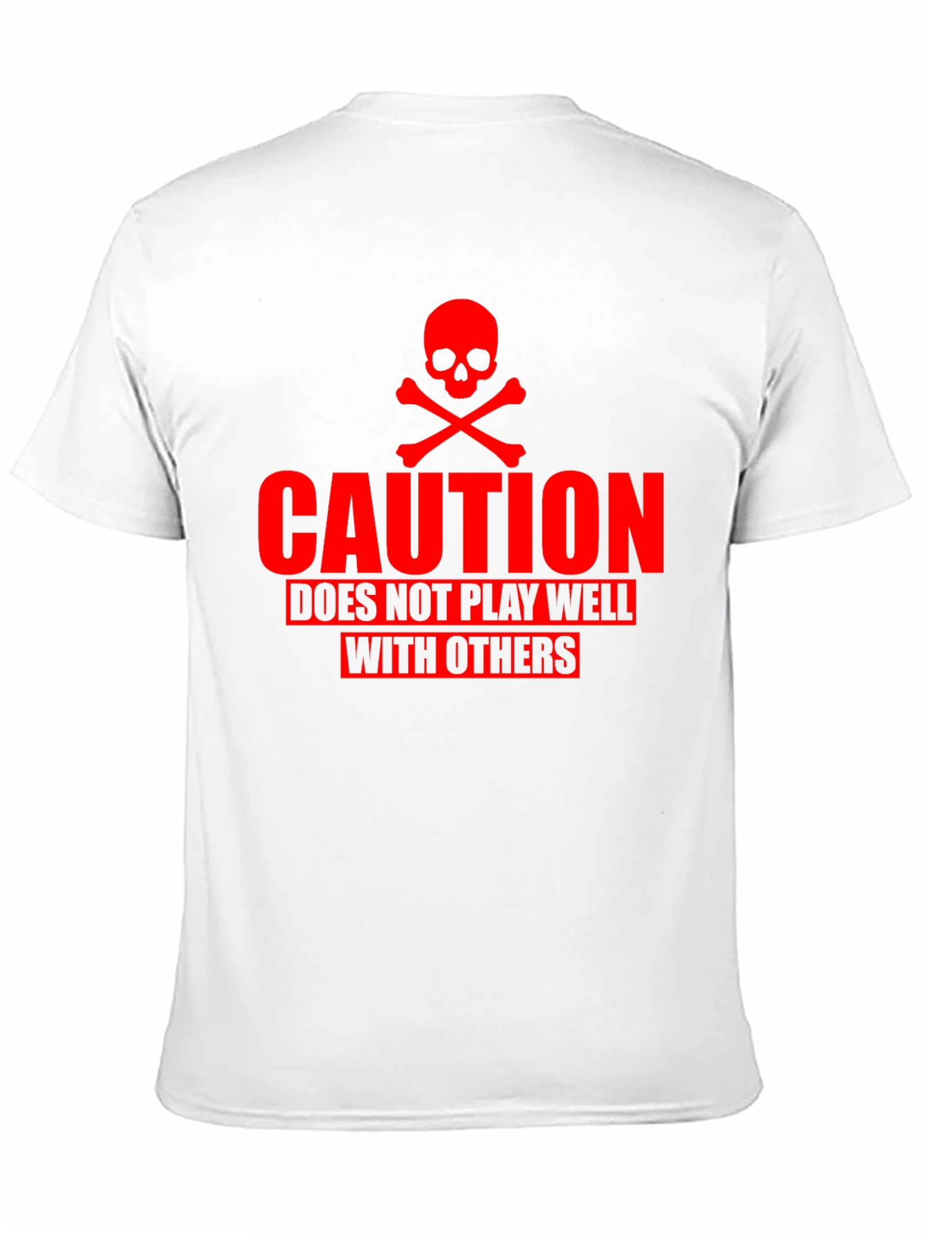 Camiseta Negra Caution Cráneo Rojo
