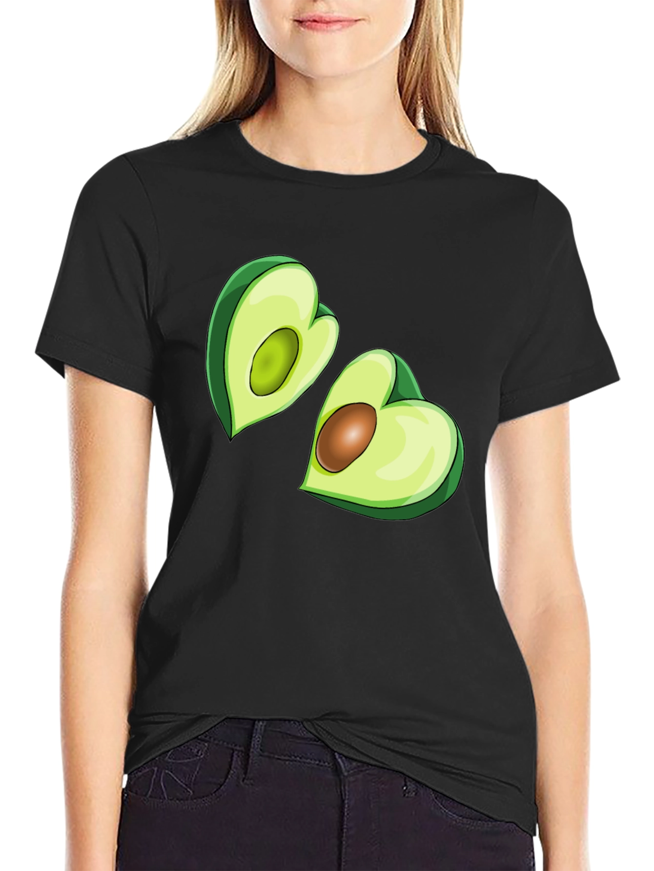 Camiseta Negra con Aguacates Enamorados