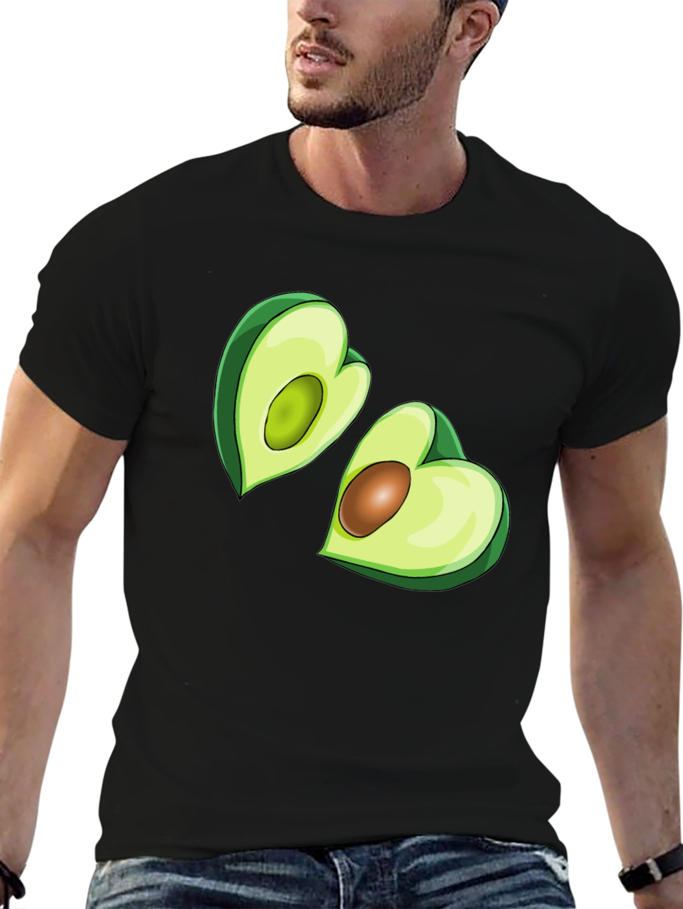 Camiseta Negra con Aguacates Enamorados