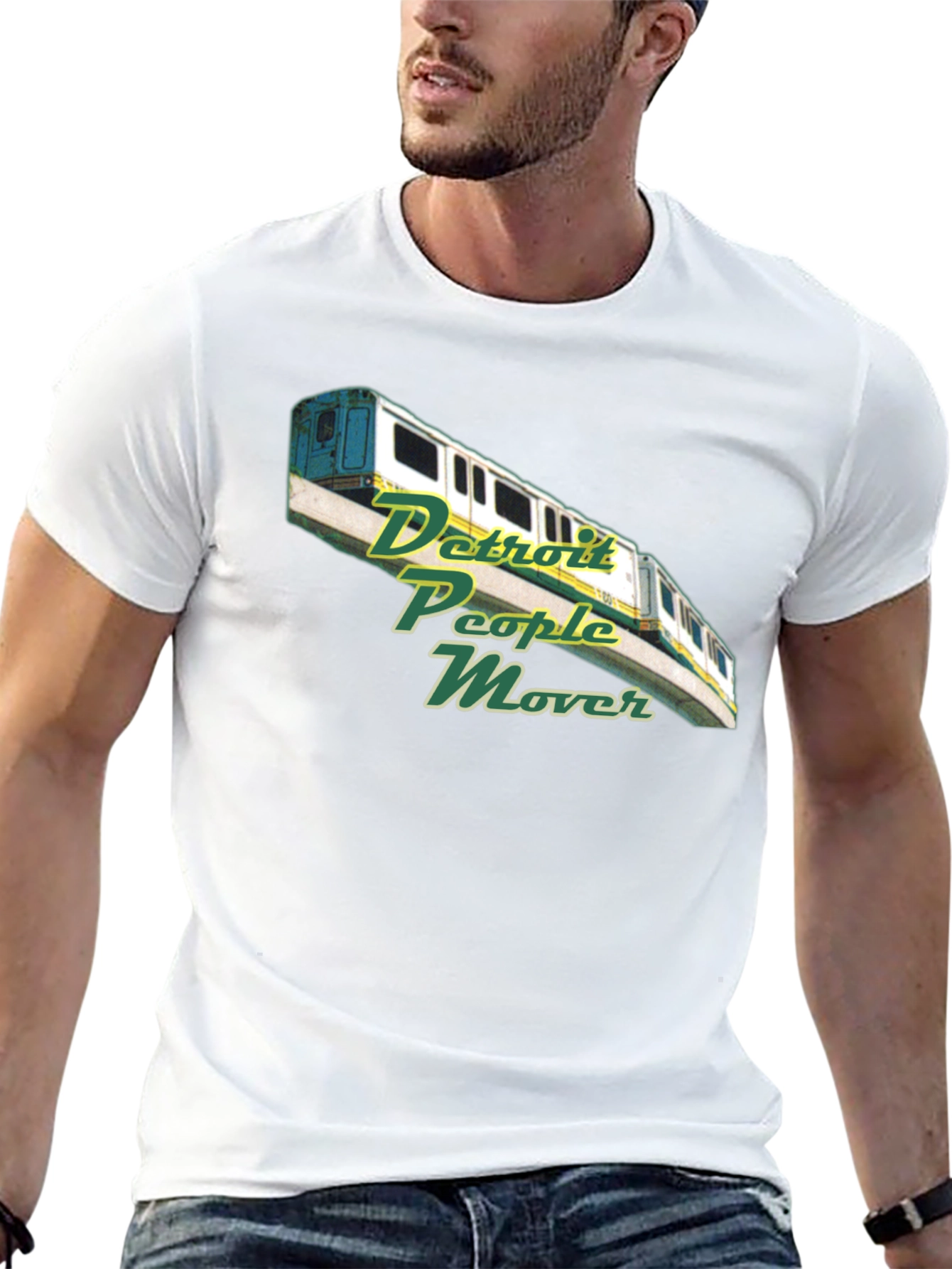 Camiseta Negra con Diseño Detroit People Mover