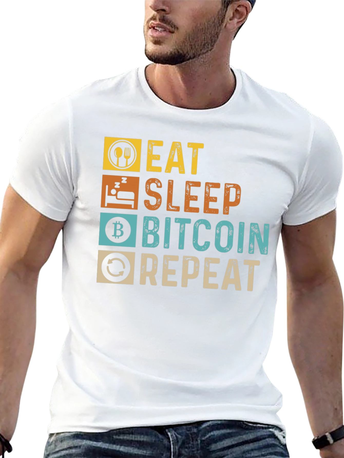 Camiseta Bitcoin: Come Duerme Invierte Repite