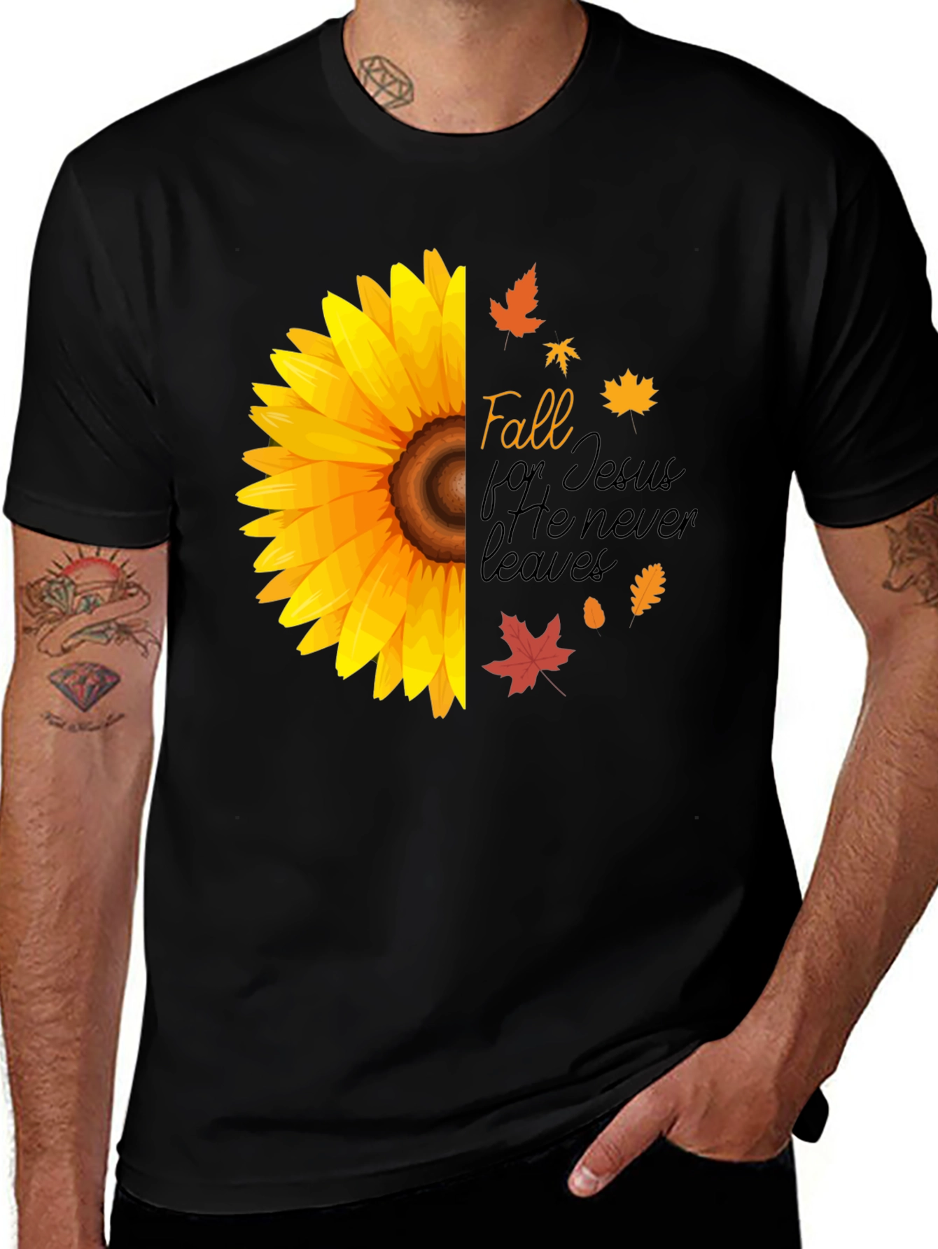Camiseta Otoño con Girasol y Mensaje de Fe