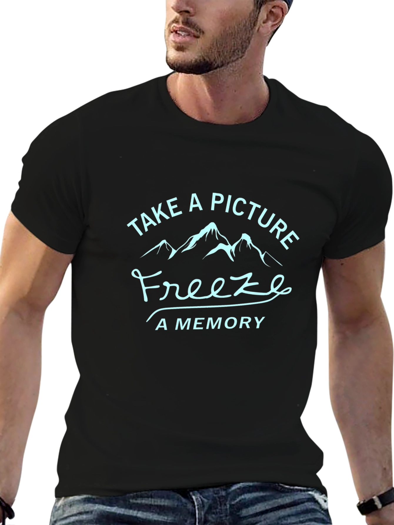 Camiseta Negra Take a Picture Freeze a Memory
