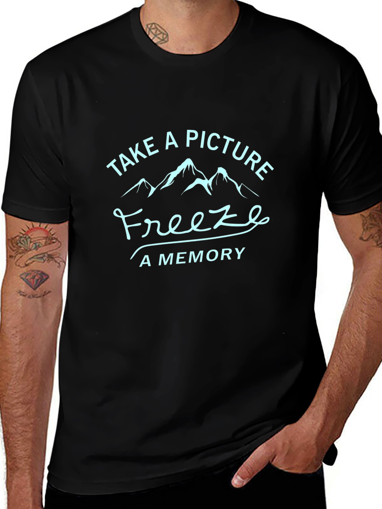 Camiseta Negra Take a Picture Freeze a Memory