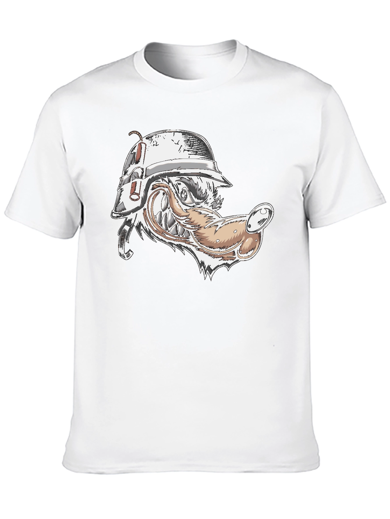 Camiseta Negra Lobo Militar Diseño Único