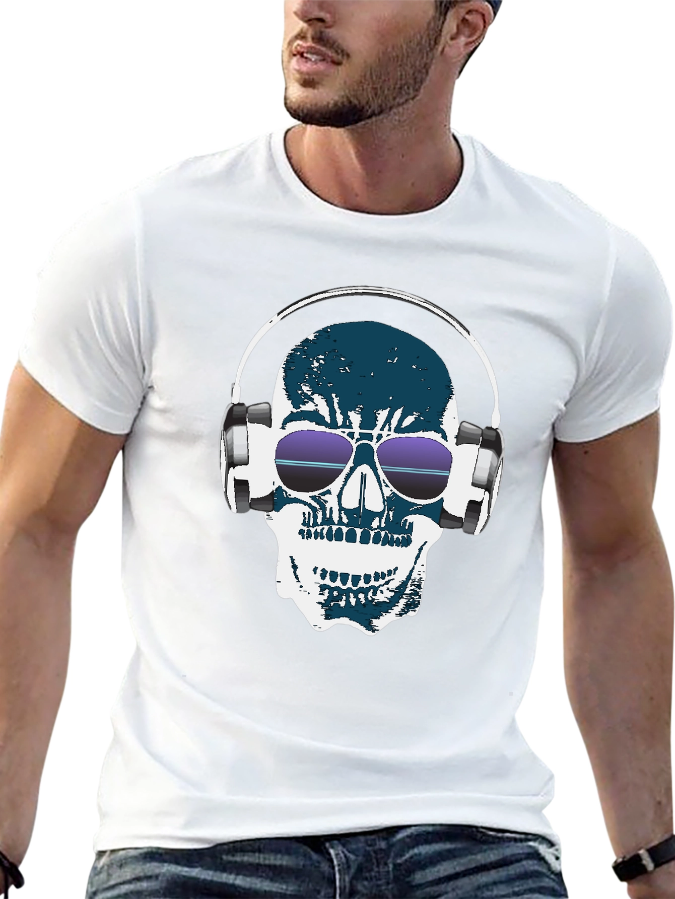 Camiseta Negra con Calavera DJ