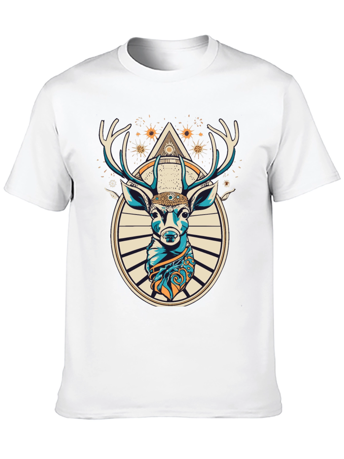 Camiseta Negra con Diseño de Ciervo Místico